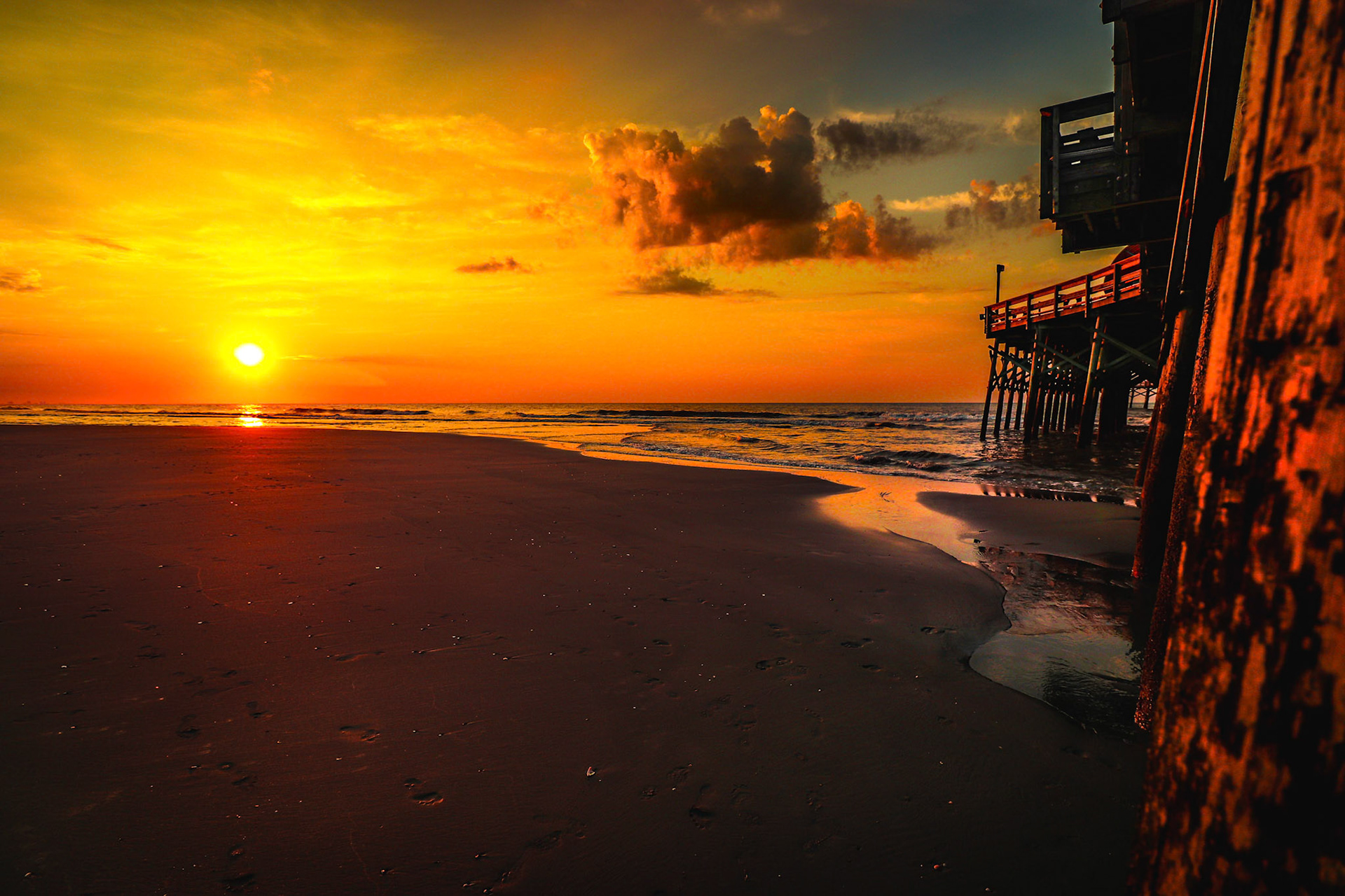 One of the piers at sunrise at Myrtle Beach, SC