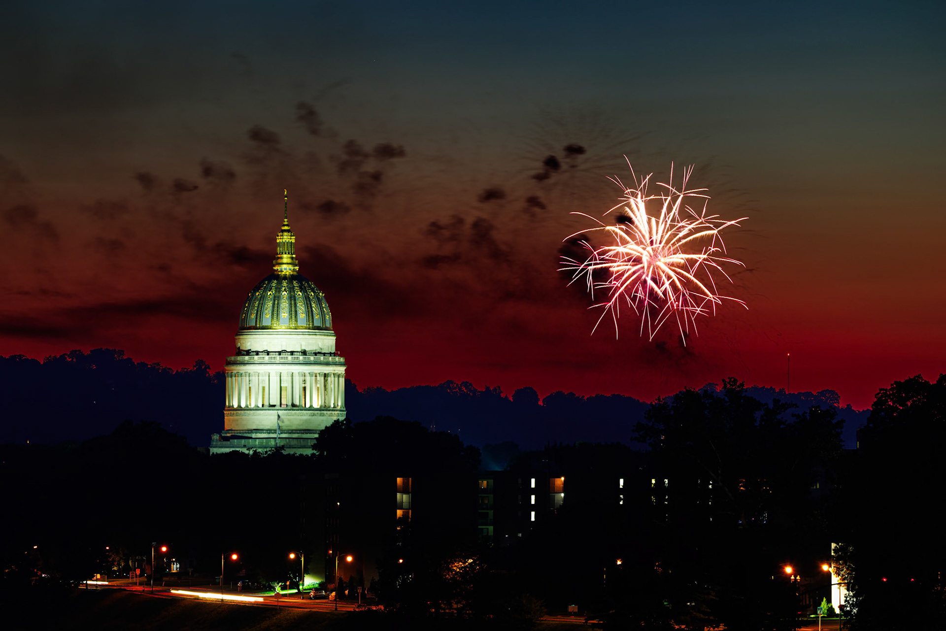 Fireworks behind the WV State Capitol. July 4th, 2025