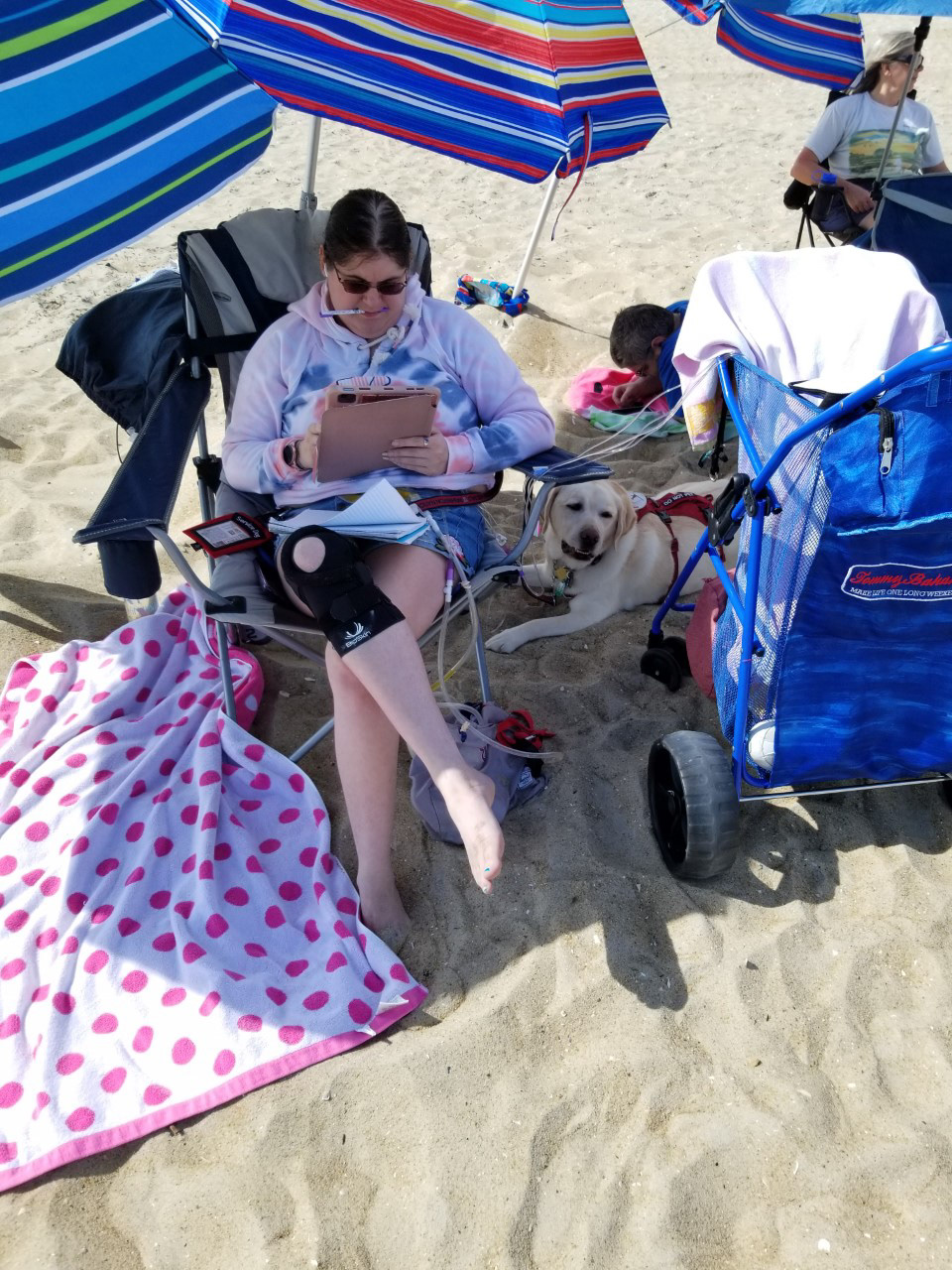 Buddy and Trisha at the beach during class