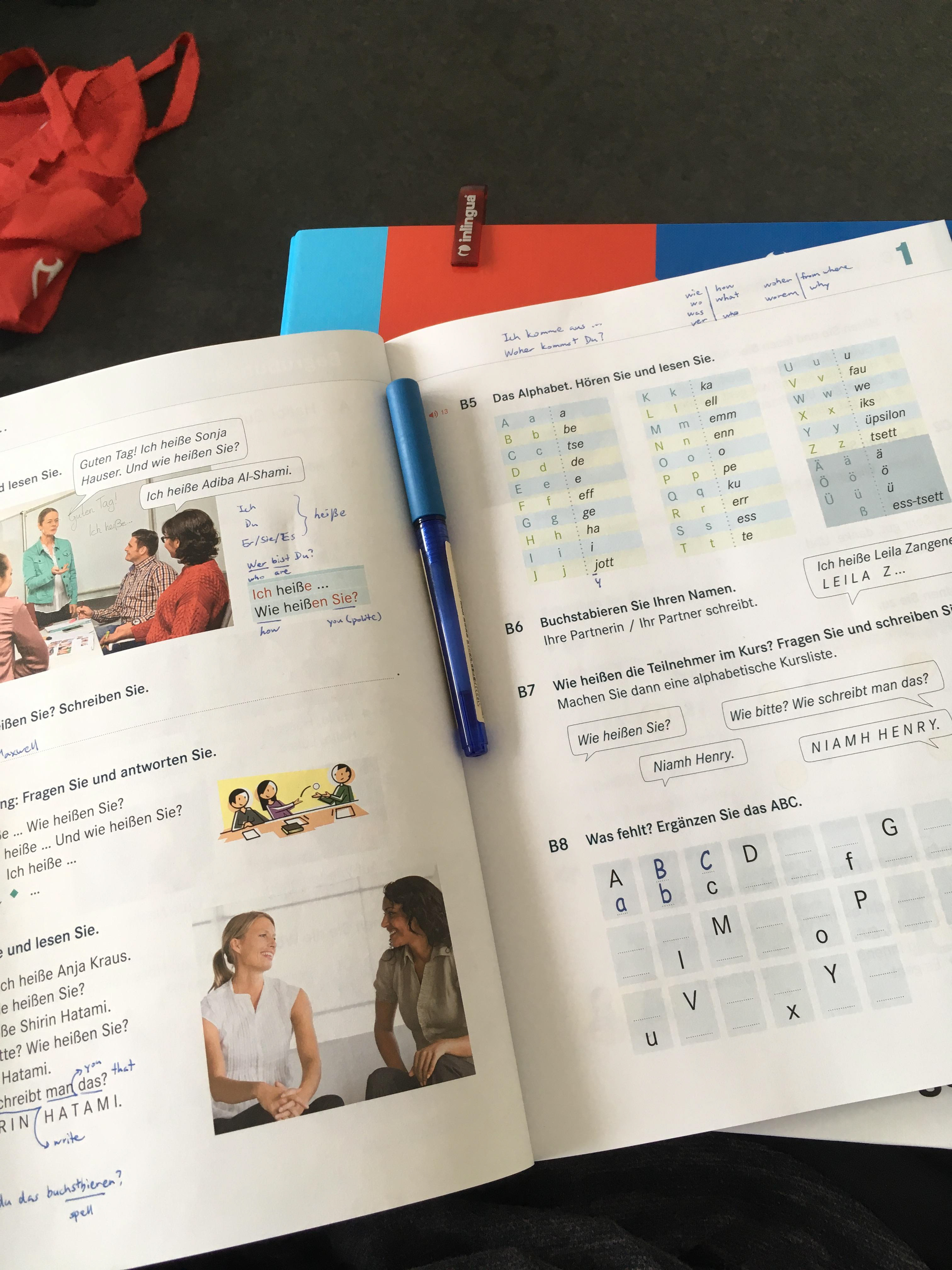 Learning German in our studio.