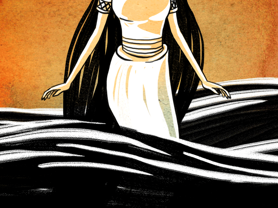 Half of her body from the waist down, had turned into the body of a fish, covered with glistening scales.