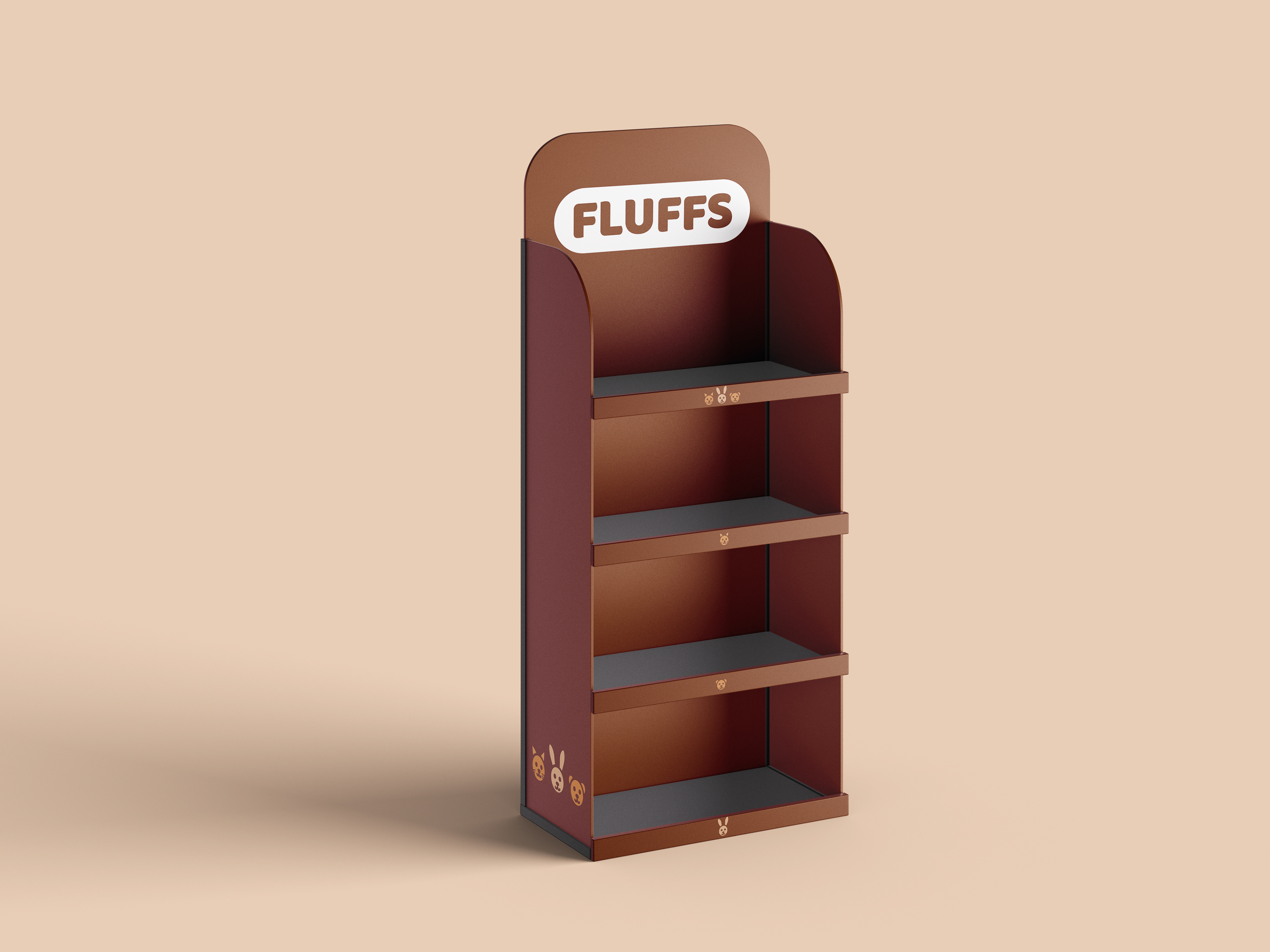 Floor-stading display cardboard unit "Fluffs"