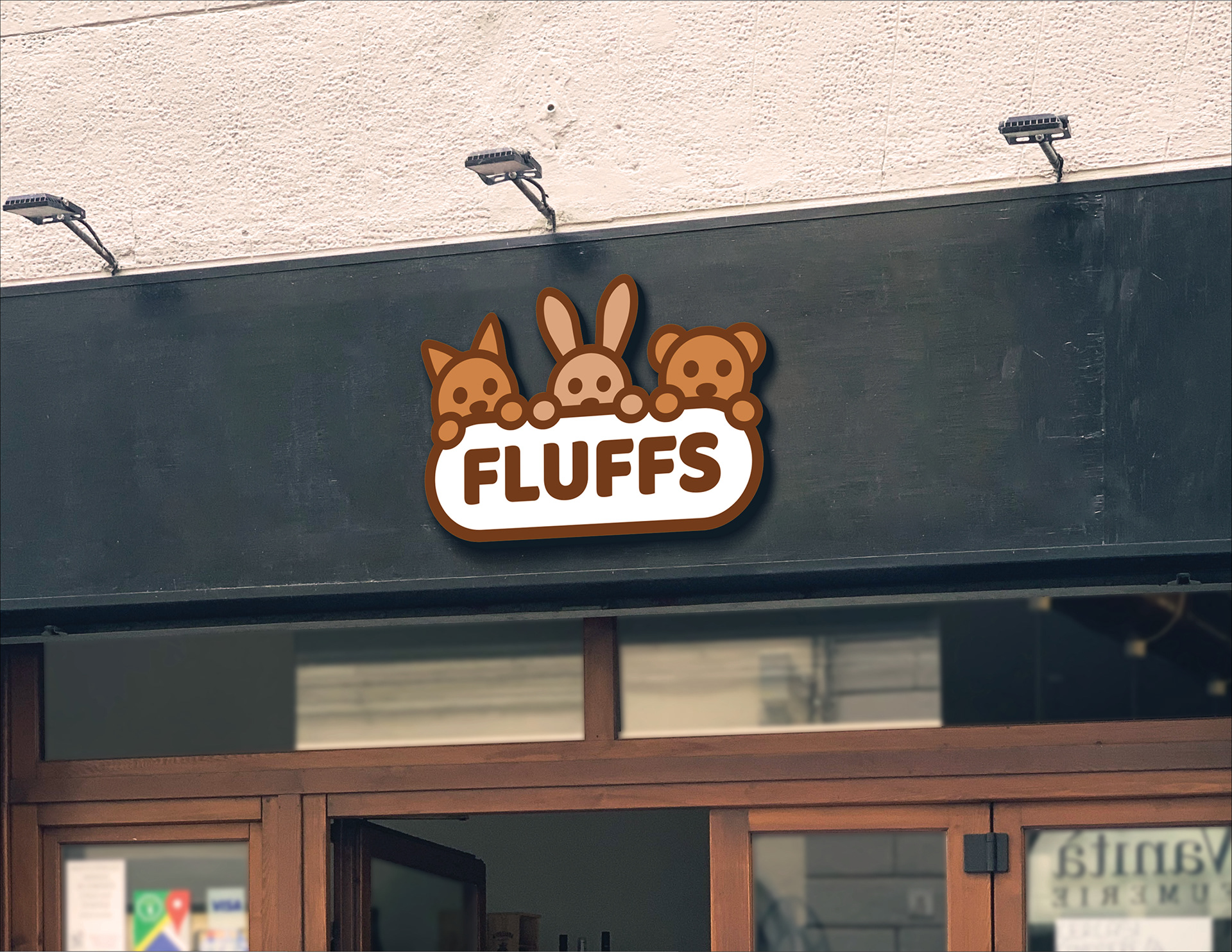 Front of a store with the primary logo