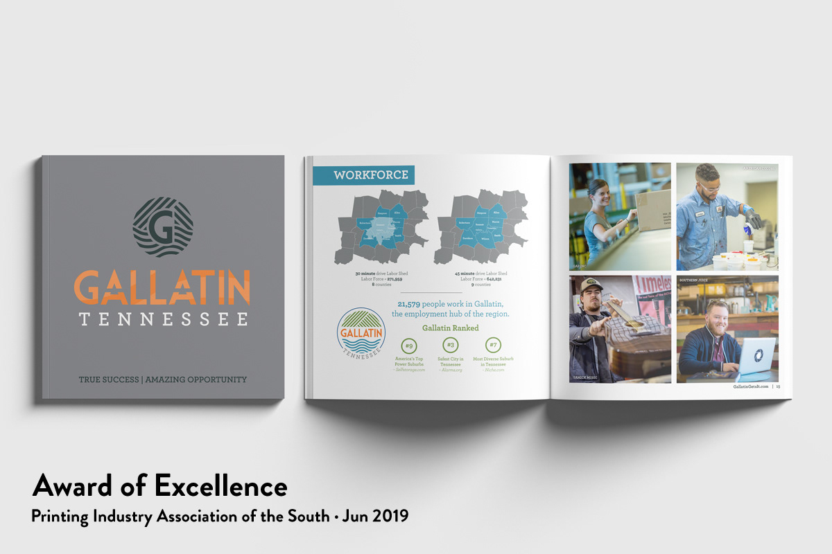 2019 Gallatin Economic Development Agency Annual Report Design - Spot Gloss & Diecut