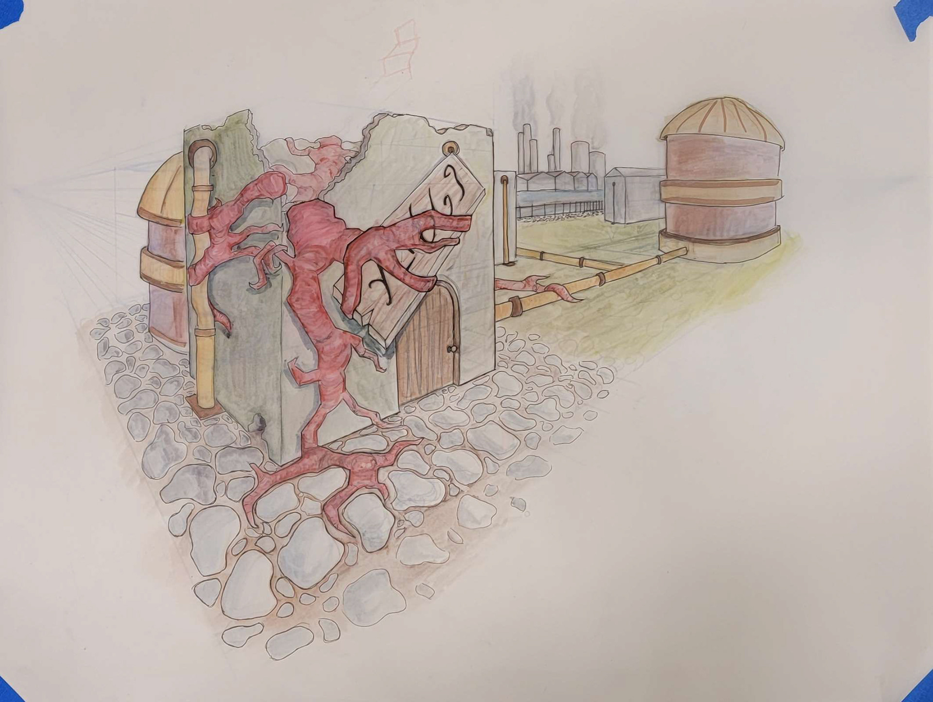 Outer Distric, Alcohol Marker on Vellum, 2022