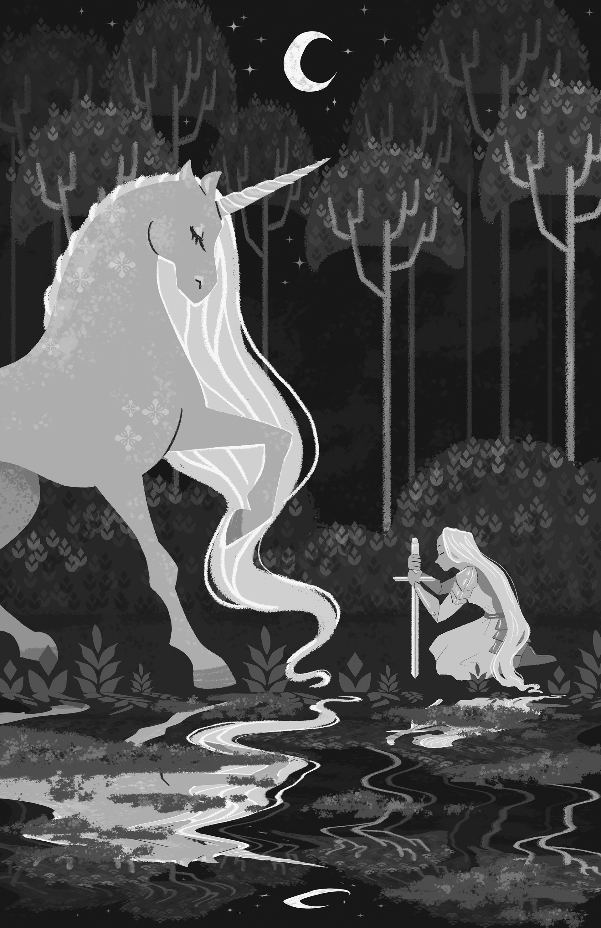 B&W storybook Illustration