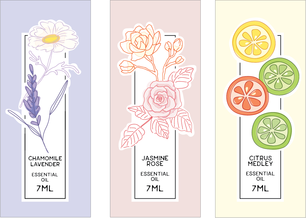 Aromatherapy essential oil labels