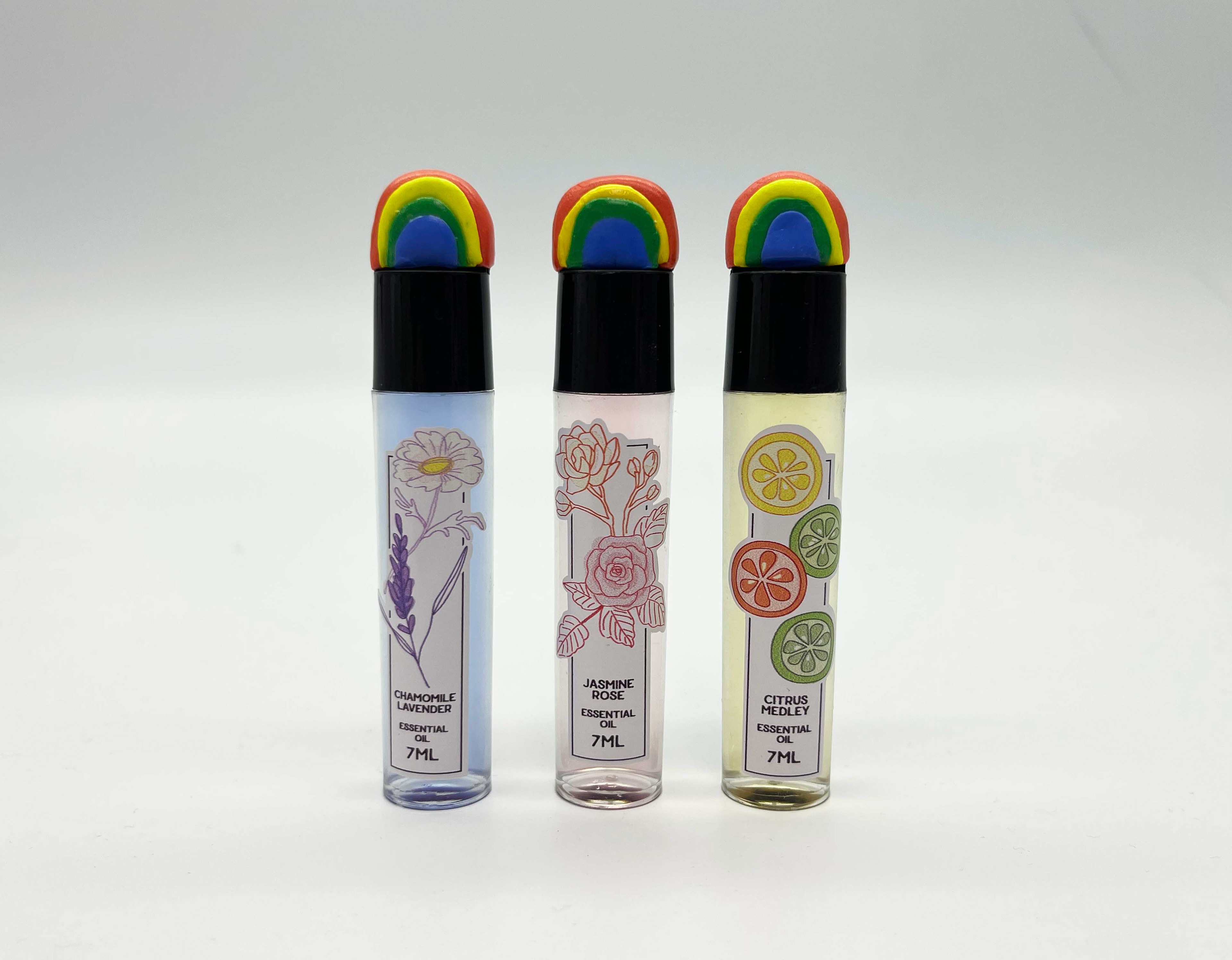 Product with squishy rainbow cap