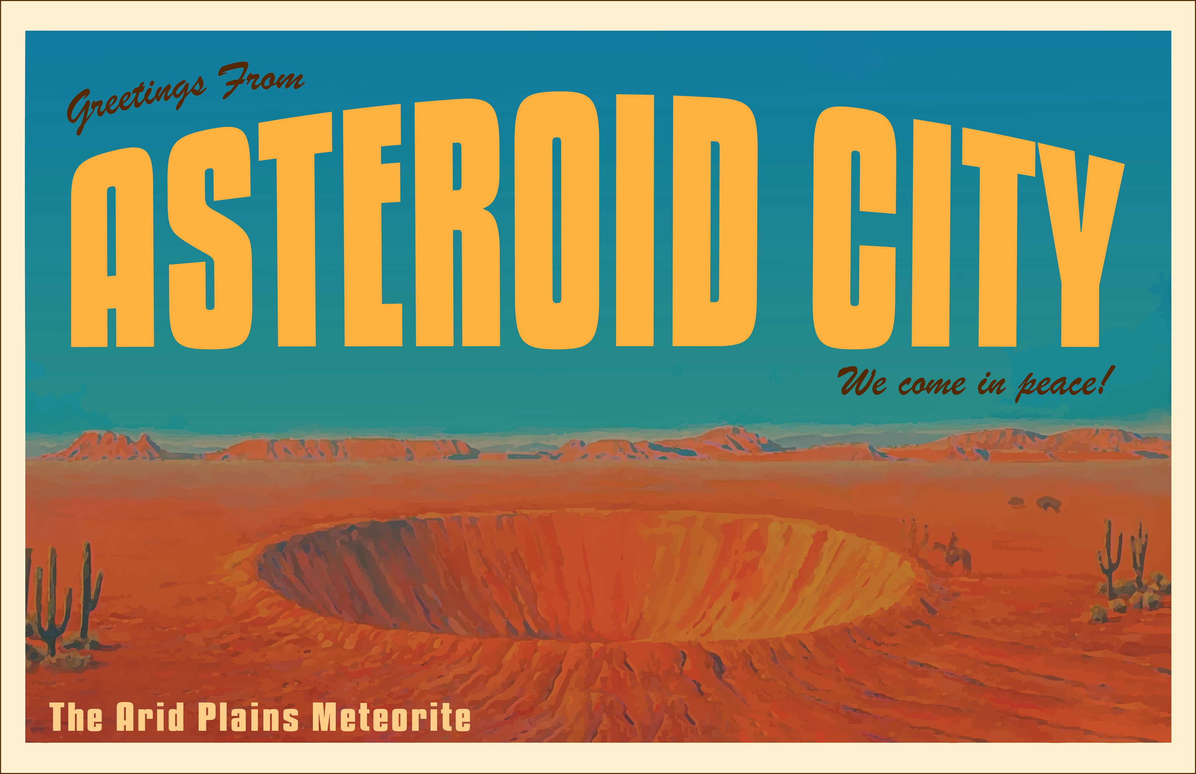 Asteroid City Film Inspired Postcard