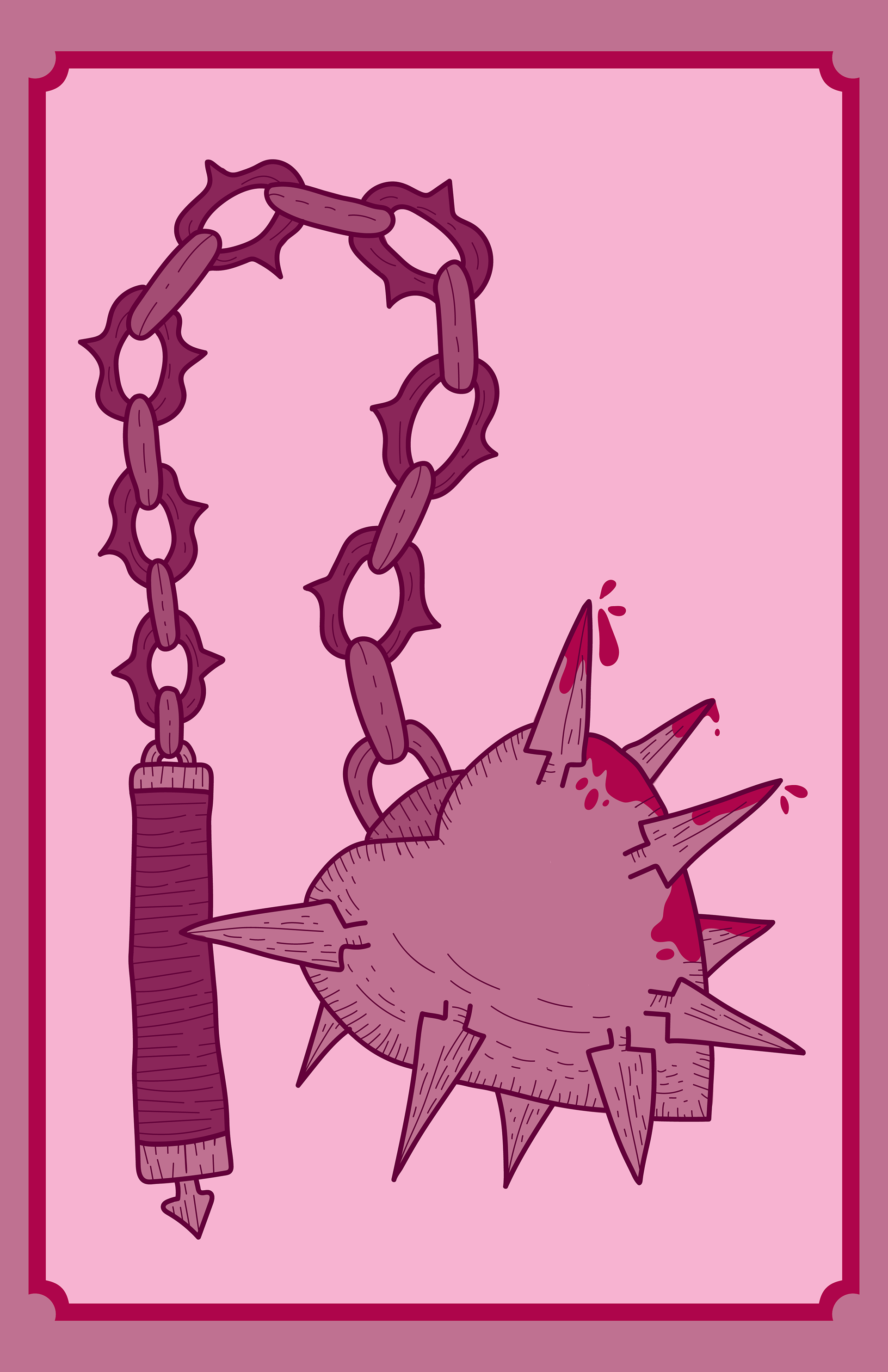Illustrated Poster of a Heart Shaped Flail