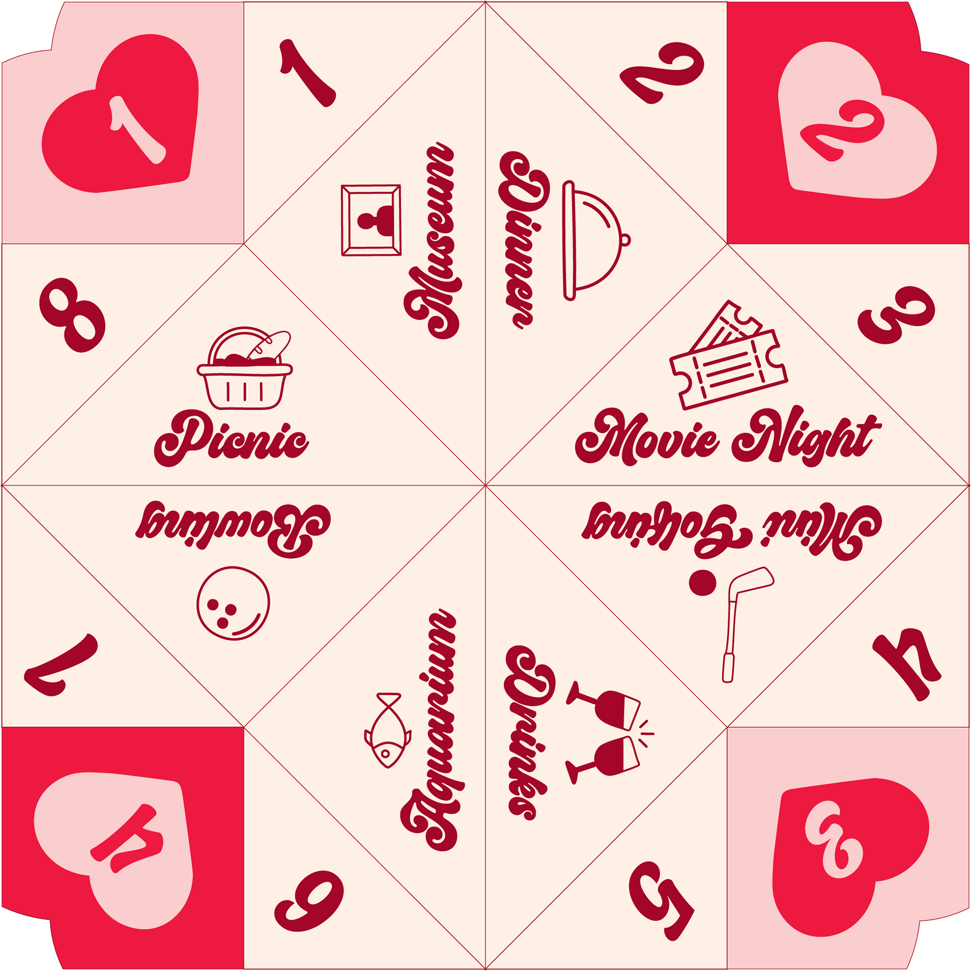 Mystery Date Fortune Teller Dieline