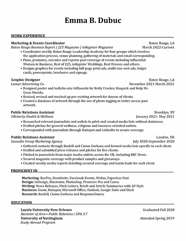 Emma Dubuc - Resume