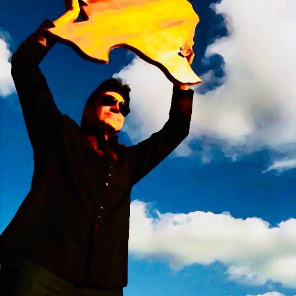Chris holding up the state of Texas from the Tex Ritter estate 