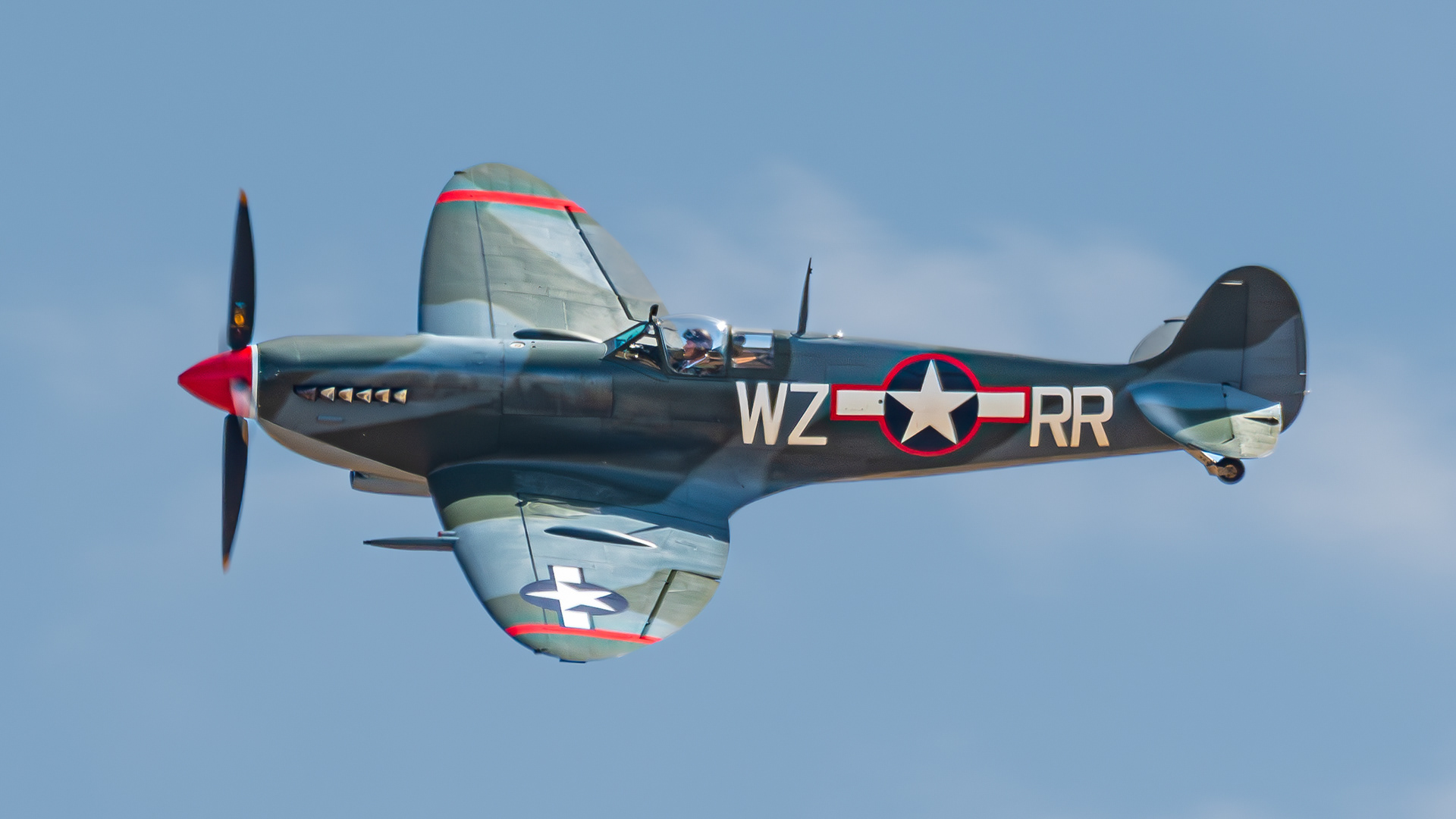 Spitfire displaying at IWM Duxford in July 2022. Registration / serial G-PBIX / RW382.