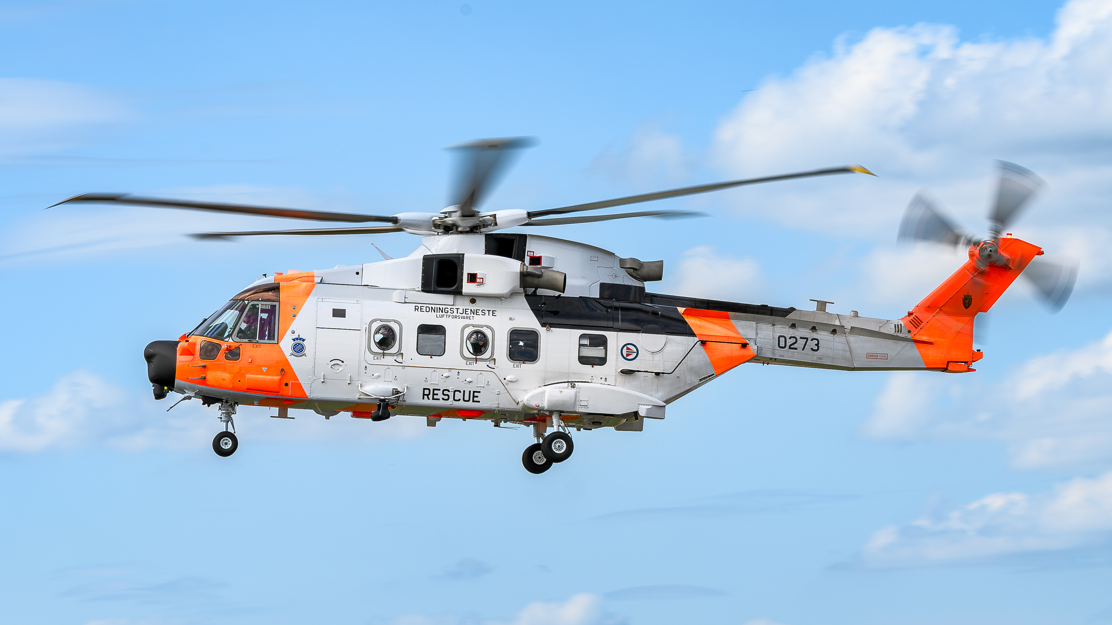 Leonardo helicopter from the Norwegian Air Force at RAF Fairford in July 2024. Registration / serial 0273.