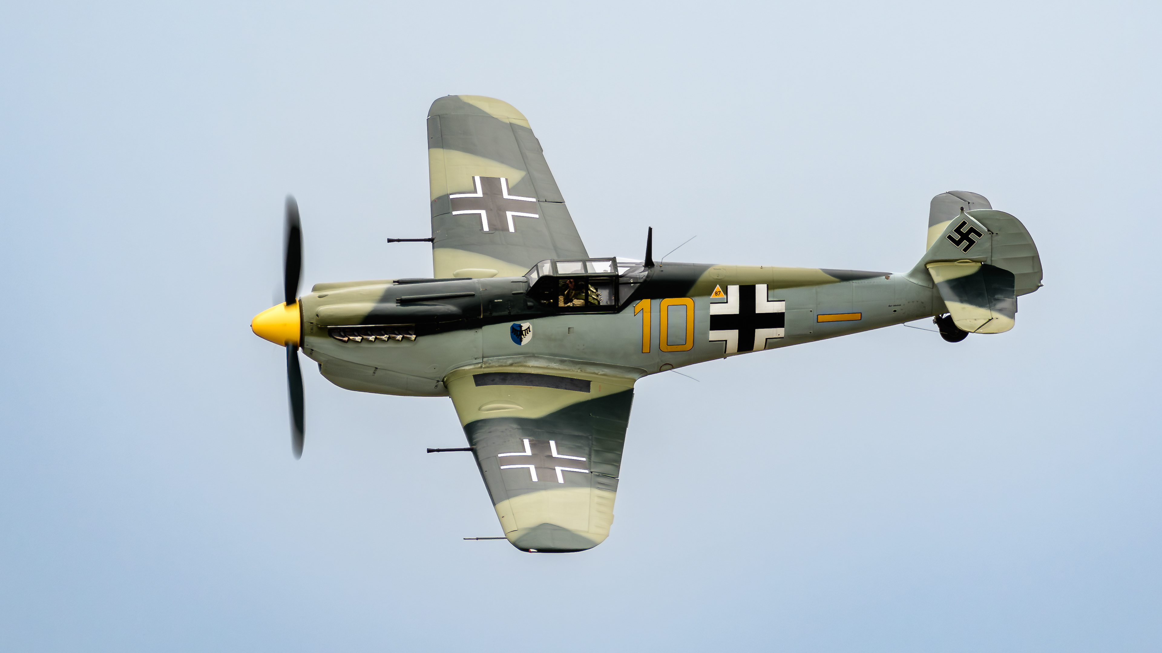 Hispano / ME109 displaying at IWM Duxford in September 2024. registration / serial G-AWHK