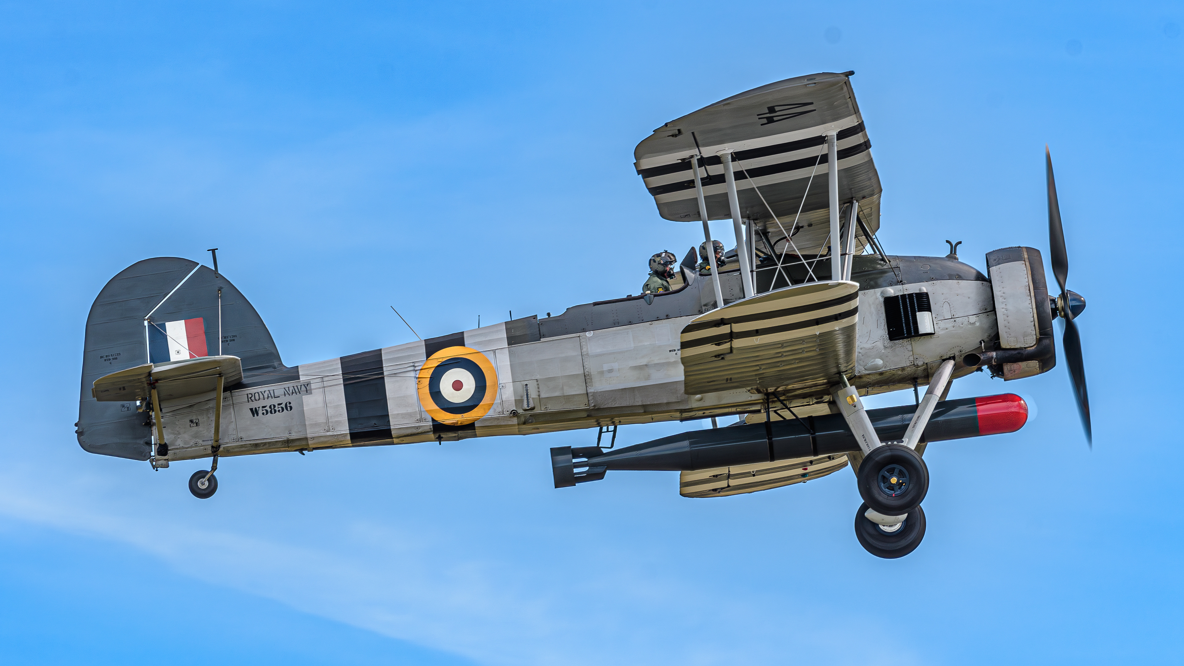 Fairey Swordfish displaying at IWM Duxford in September 2024. Registration / serial G-BMGC / W5856.