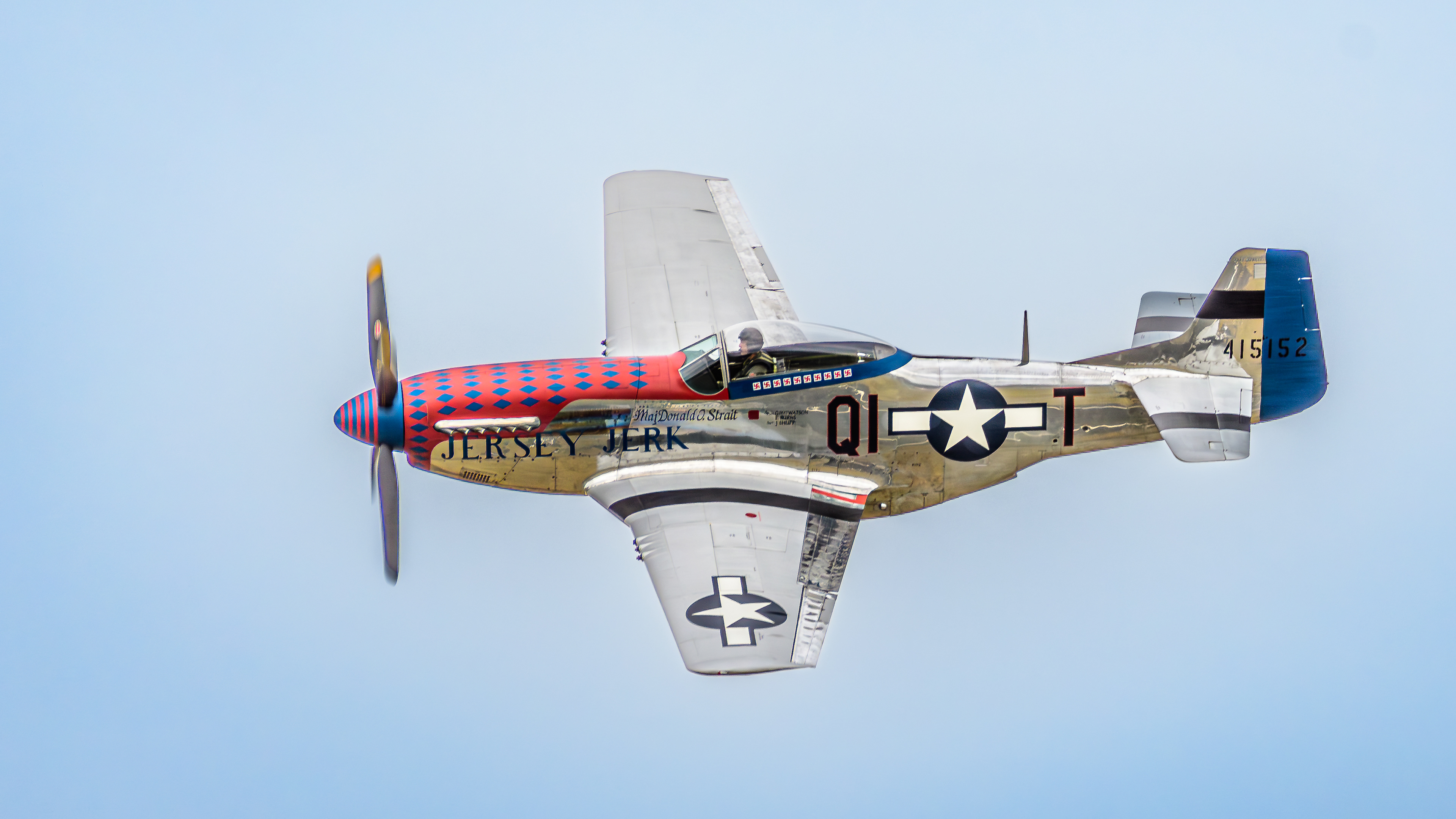 P51D Mustang displaying at IWM Duxford in September 2024. Registration / serial G-JERK / 415152.