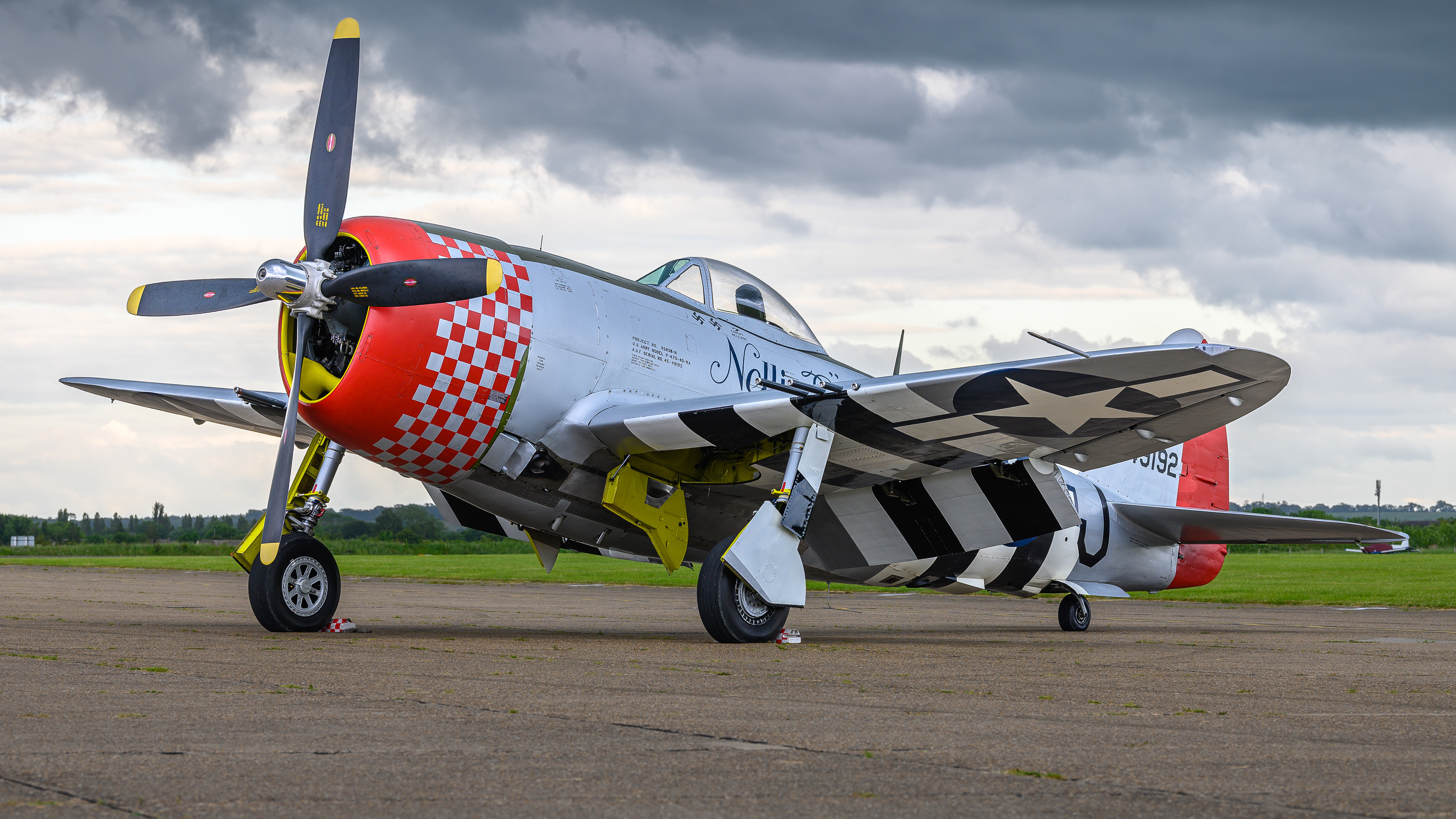 P-47D Thunderbolt on the ground at IWM Duxford in May 2024. Registration G-THUN / 549192.