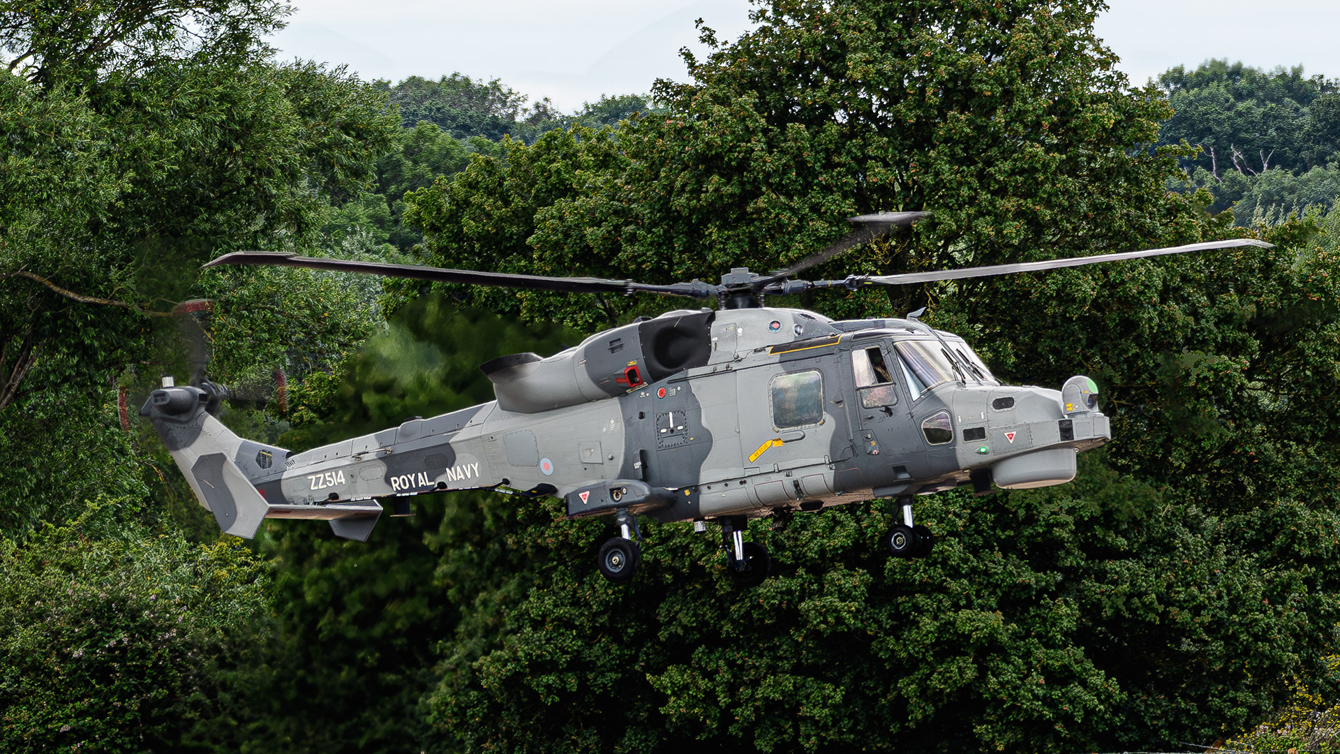 Wildcat helicopter from the Royal Navy at RAF Fairford in July 2024. Registration / serial ZZ514