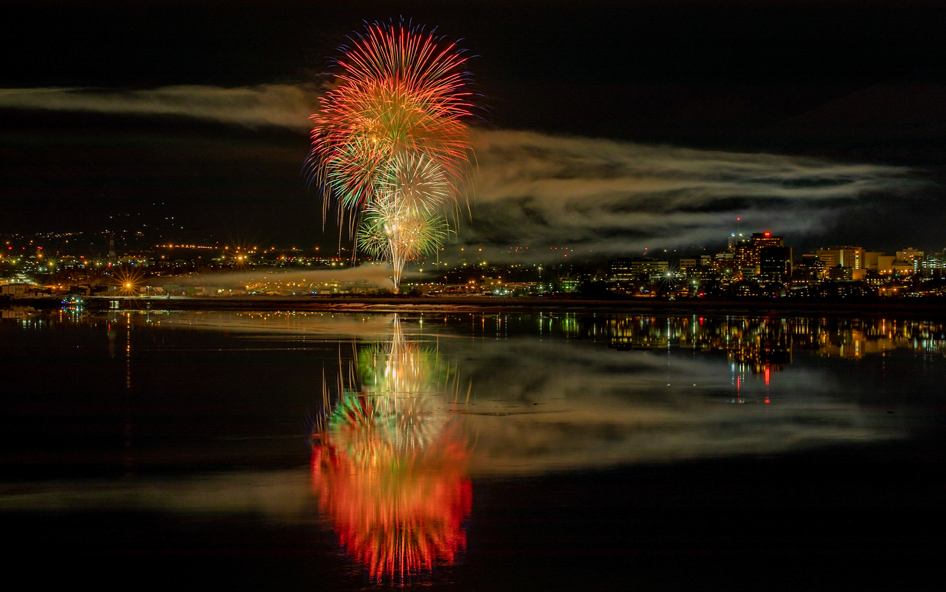 Rondy Fireworks over Anchorage