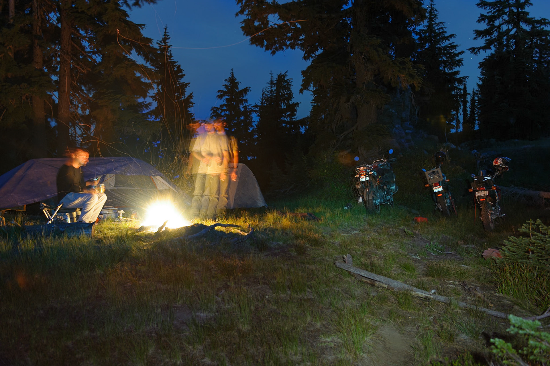 This is what adventure riding is all about. Night came quickly as we got our fire going.