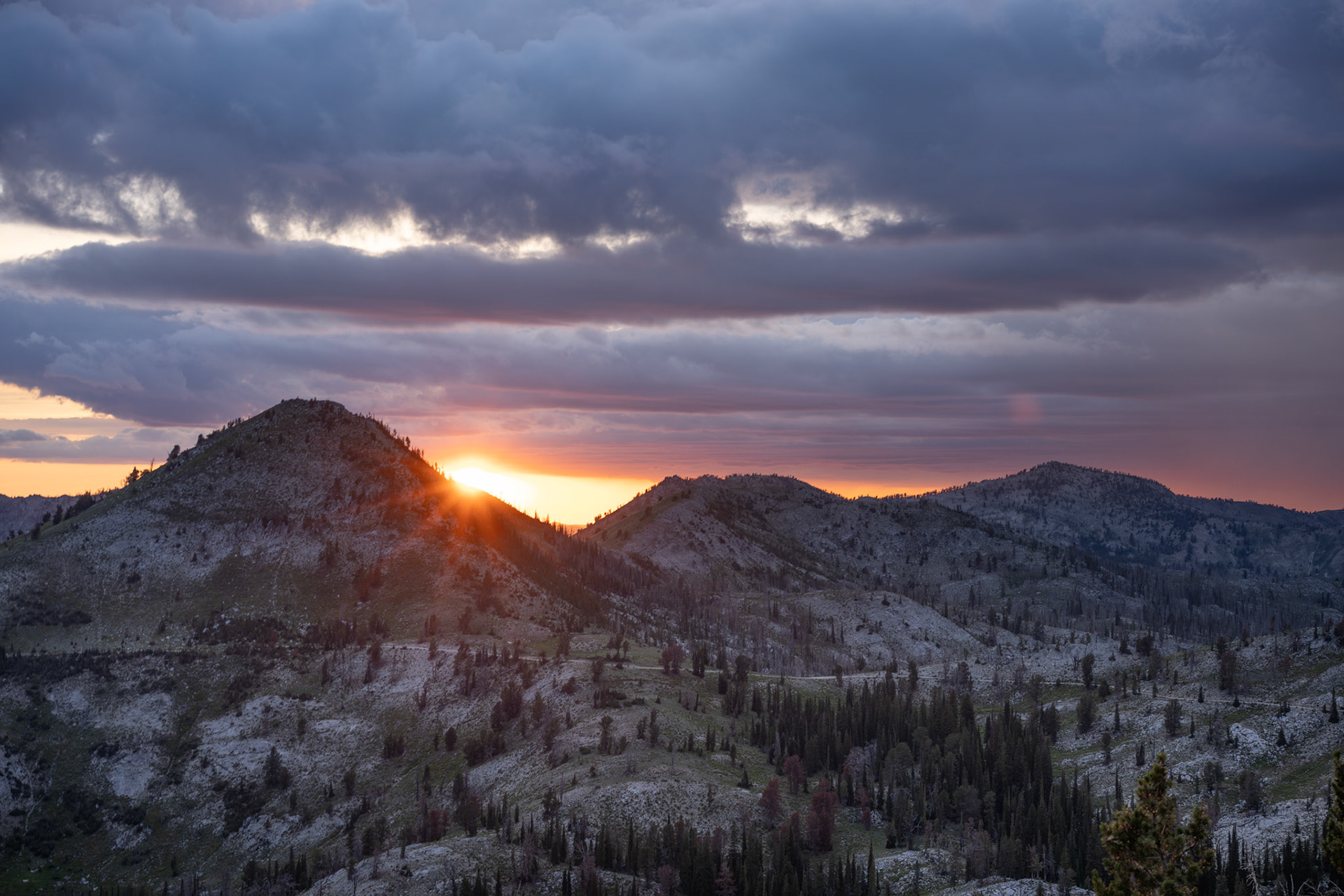 We marveled at the sunset on our way down from the lookout