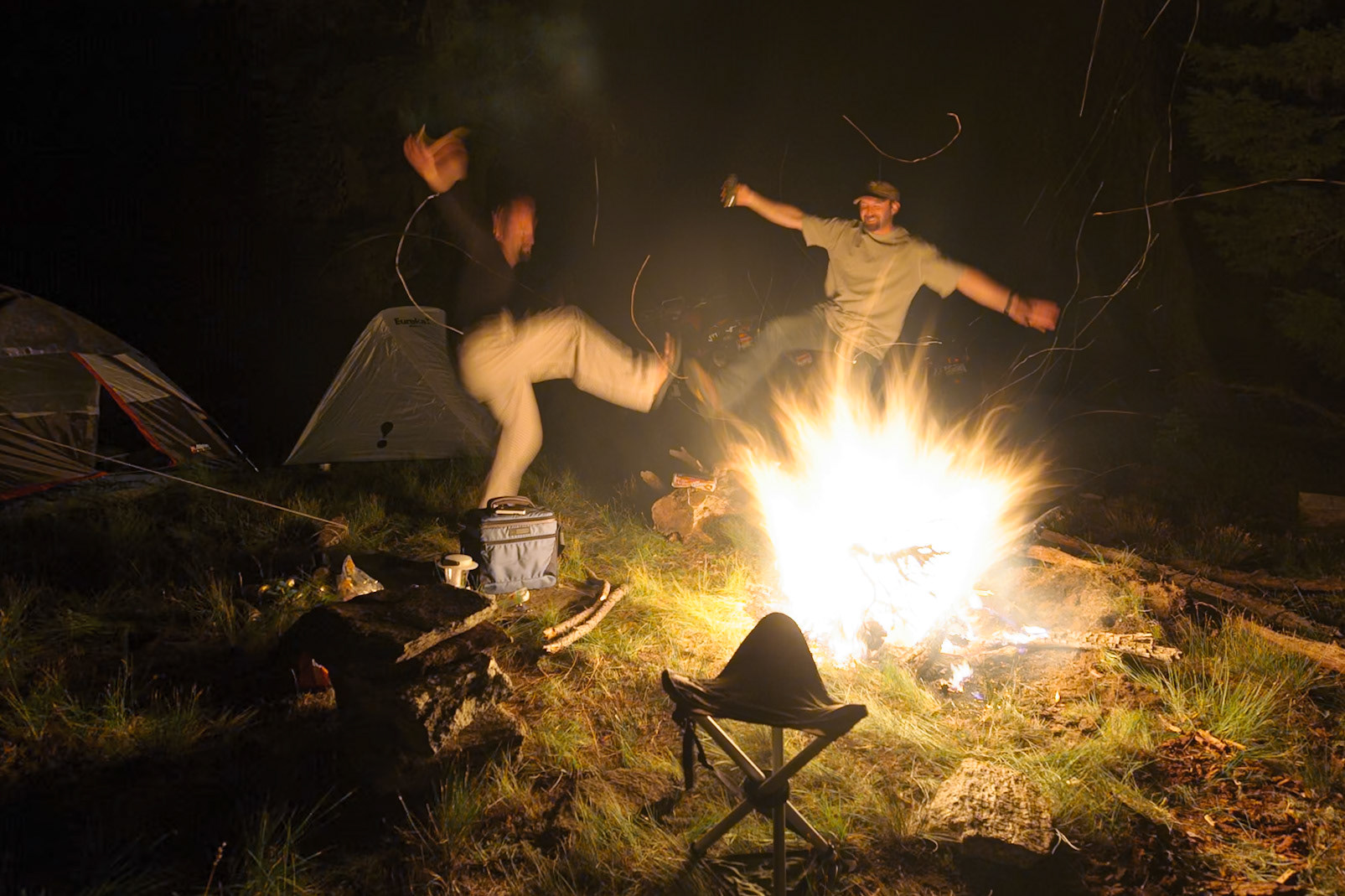 Jesse’s phone does a surprisingly good job of pumping out the MP3s he’s loaded on there.  Soon the party was started. I know it ain’t pretty but that's just how us Abbotts get down. Even the night sky above seemed to blush.