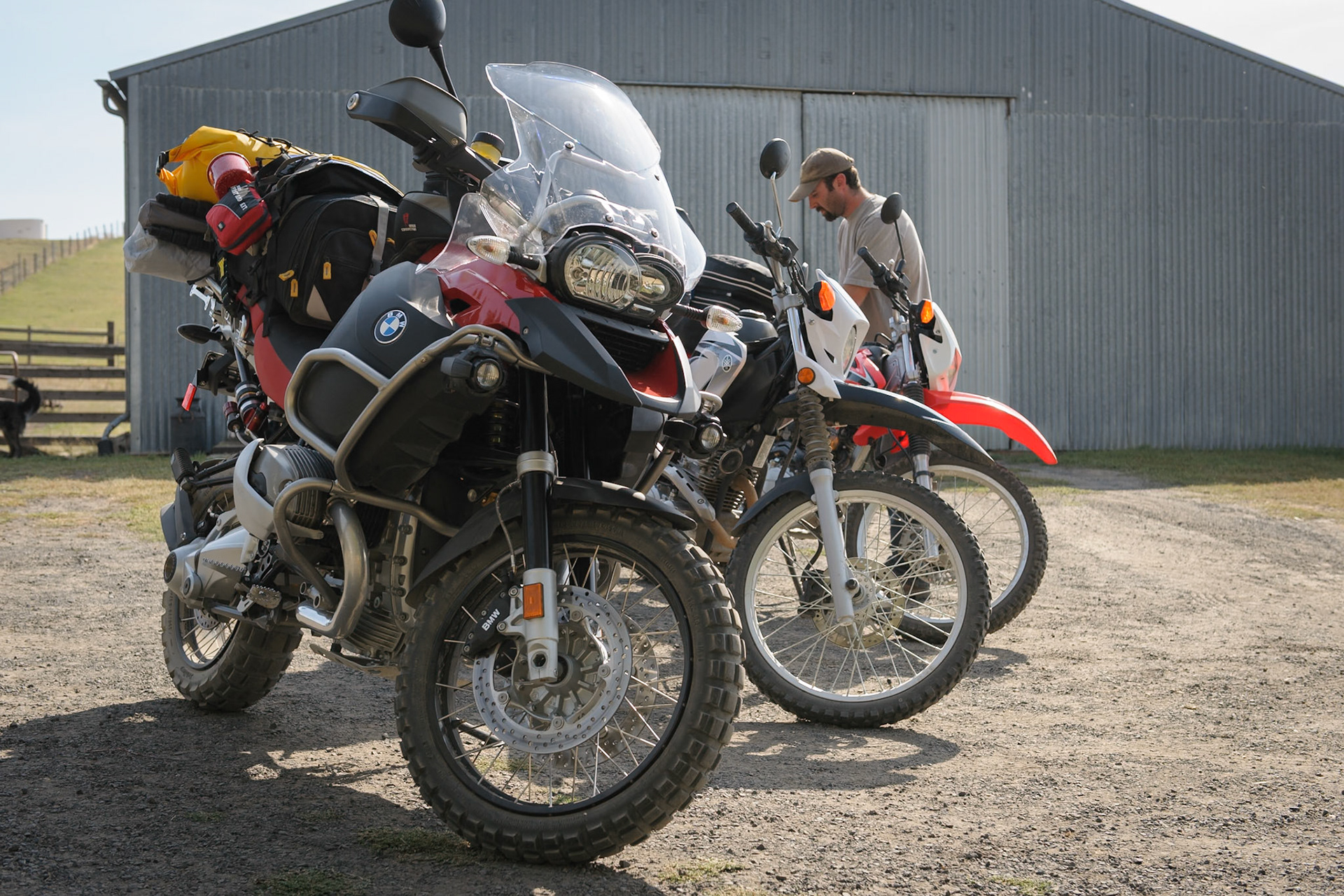 Two of my younger brothers have purchased 250cc-ish dual sport bikes in the last eight months or so, their first since we were kids as best I can remember. So obviously a ride was in order.I live in Boise. They’re 300 miles north in the Moscow area. I have the better bike for distance so I got the five day version of the three day trip. I got out later than I wanted to Thursday so cruised in the dark (no pictures) along the rivers, mountains and prairies that define central Idaho. Riding alone with no traffic for long distances in the dark feels like being on a space voyage. It’s pretty cool.I got in late at my mom’s place in the countryside. The next morning we did some shopping for the trip and got ourselves packed up to head into the mountains. Filled with visions of bonfires, beer and fast single track (in reverse order), we head out. Bye mom!