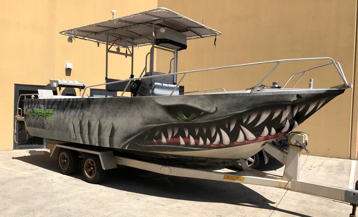 Boat wrapped with The Beast