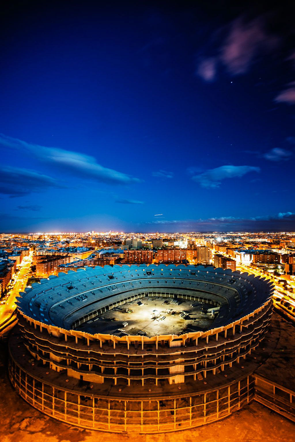 Nou Mestalla Stadium. València, Comunitat Valenciana. València C.F. wanted a new stadium that would give the club a place among the world's greatest. The cost of €344 million would be financed by the residential developments to be built on the site of the current stadium. However, the crash of the property market obliterated the operation, and the construction was stopped in 2009. In order to finish the stadium, €100 more million are needed, but the club has not the money for it. The club is currently being investigated by the European Union over alledged irregular public funding.