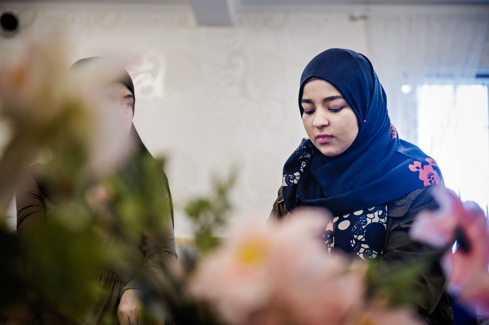 Nadia (who wishes to remain anonymous) and Kawther Haider are regular vistors to the Imam Ali Mosque, that suffered an arson attack a week ago.