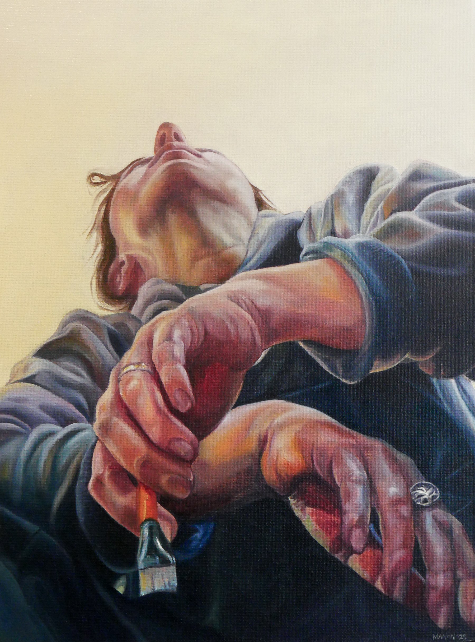 'At the easel'- oil paint on canvas