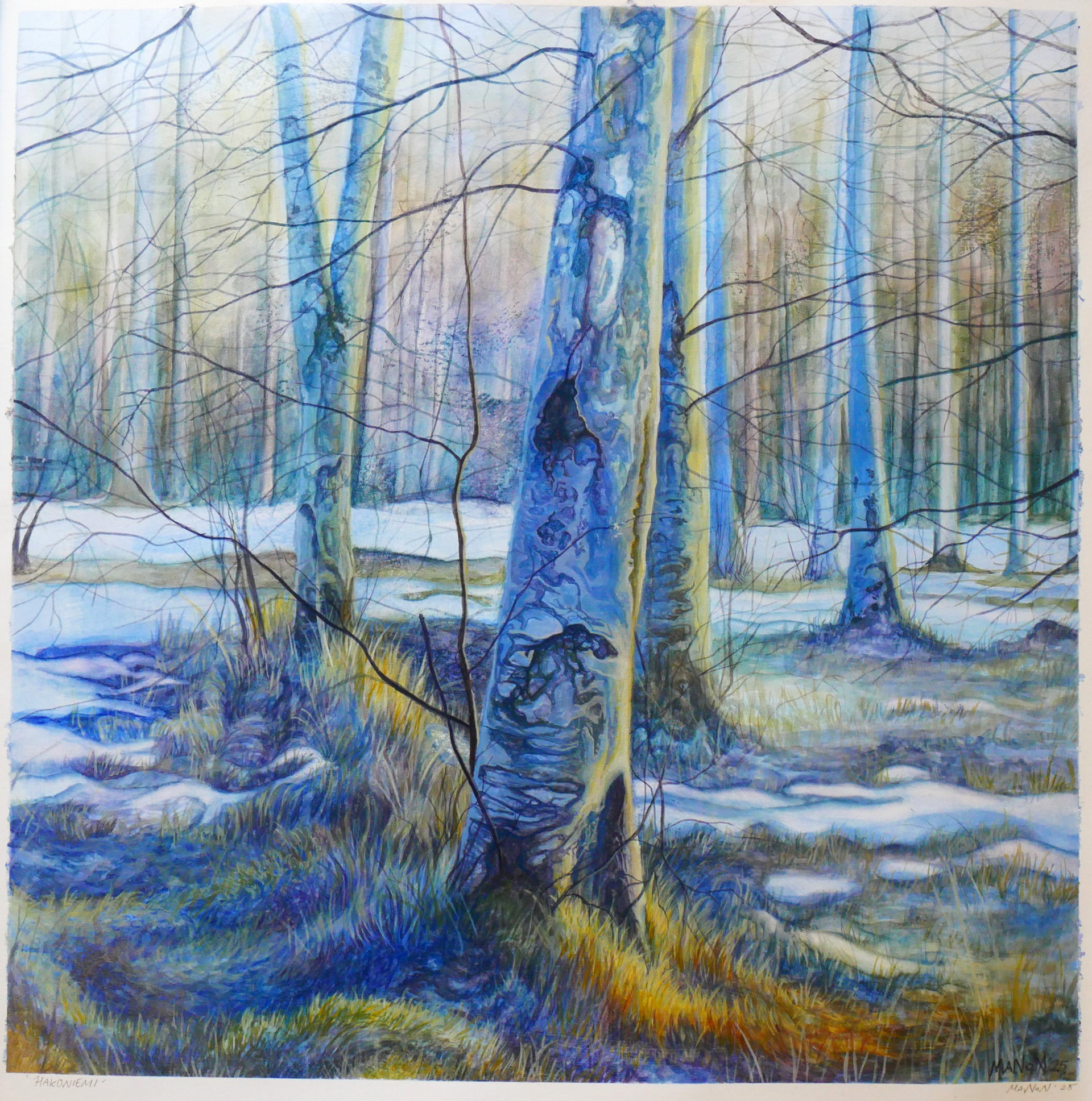 'Winter evening' - gansai tambi paint on paper