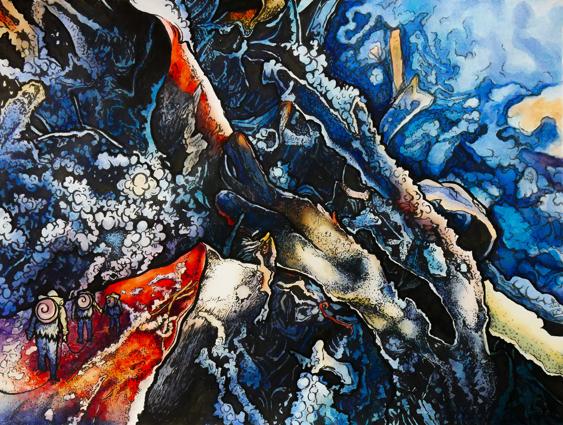 Crystal shore 2- Ink and watercolour on paper