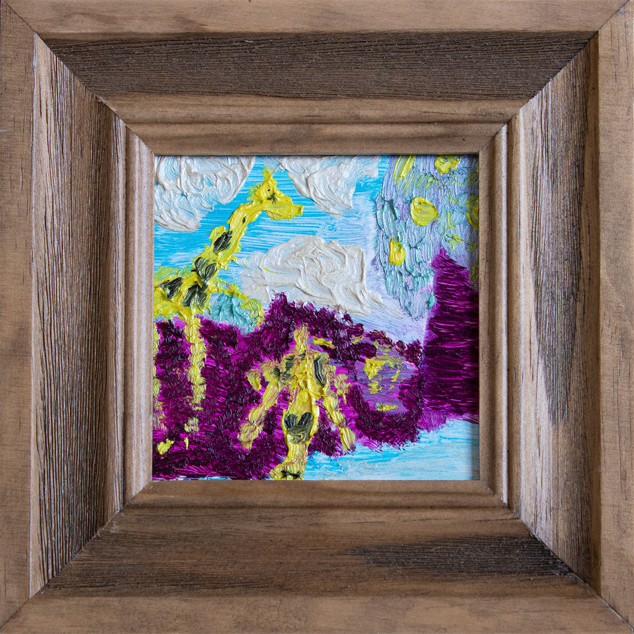 Giraffe Collective 4"x4" Oil on Panel framed $80