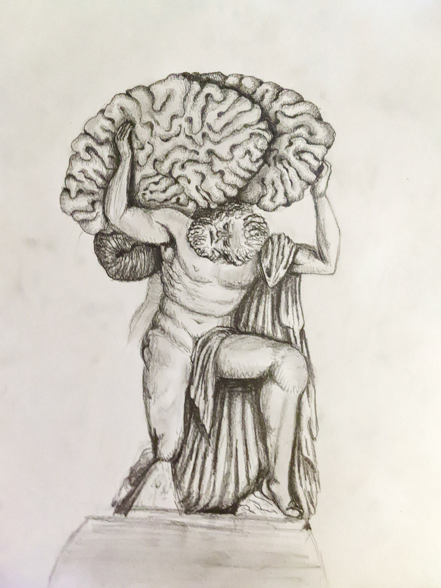 Weight of the Mind 12"x16" pencil on paper