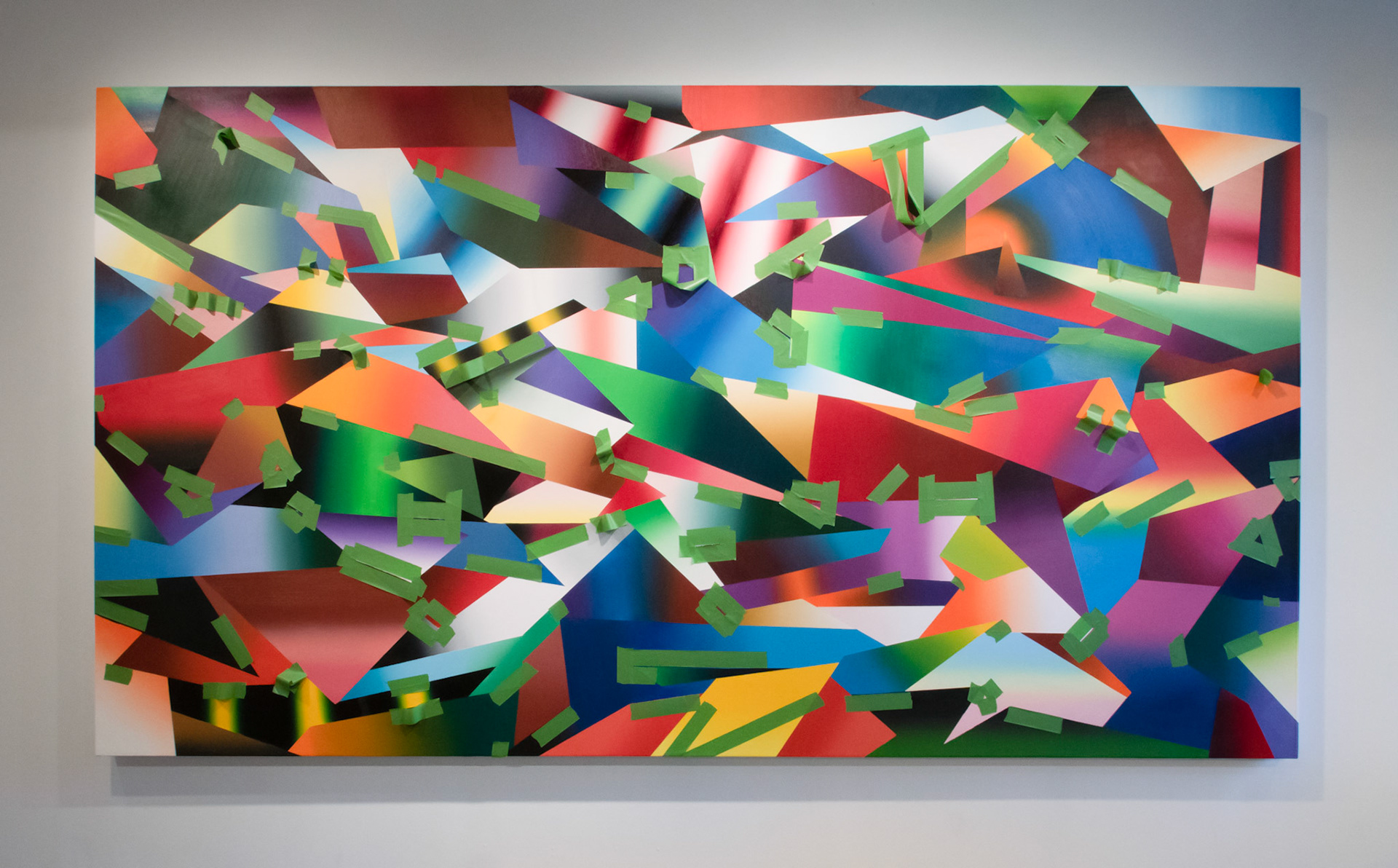 "Atychiphobia" 10ft x 6.5ft, Oil and Tape on Canvas. $5000