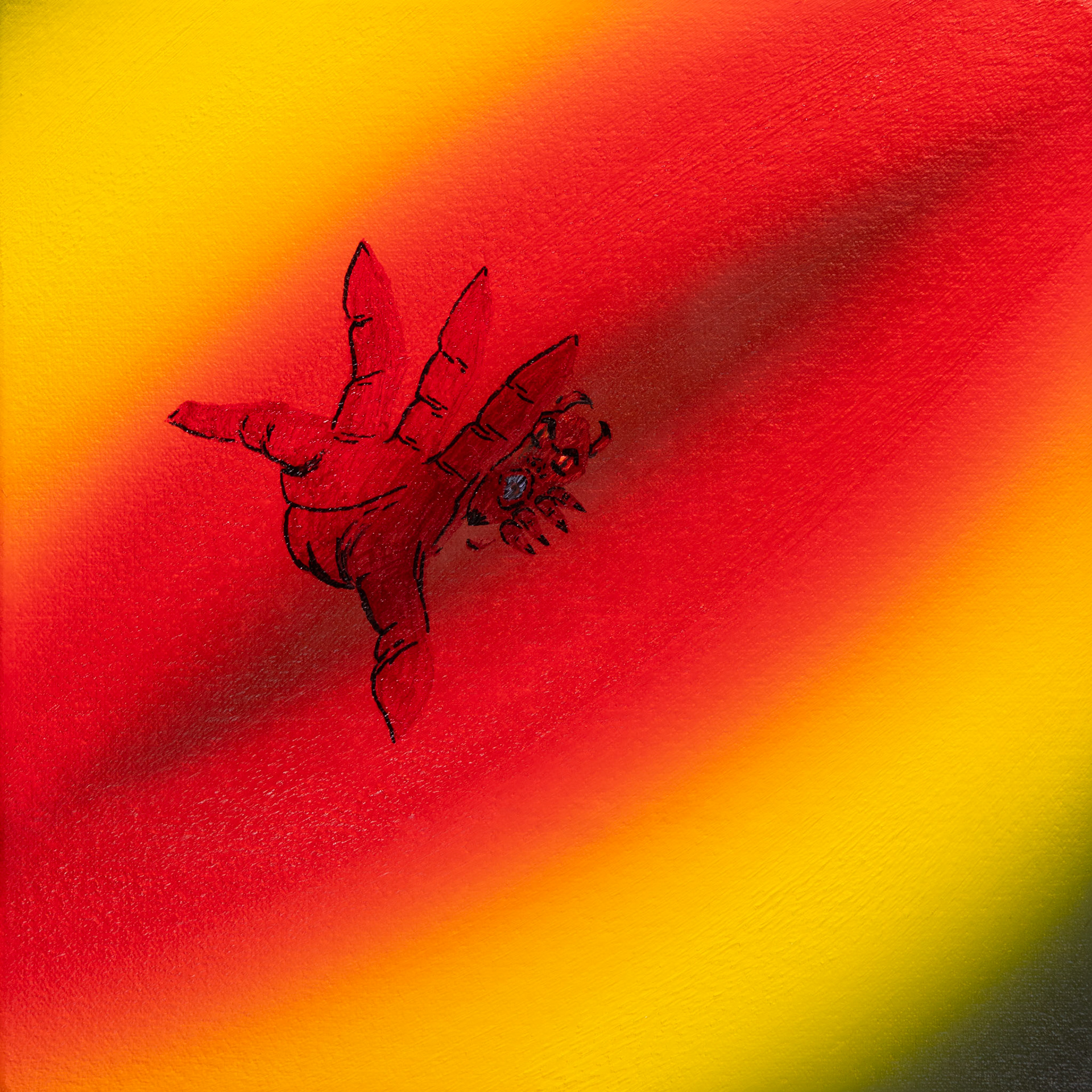 "Day 28 - Holding Back" Oil and ink on canvas