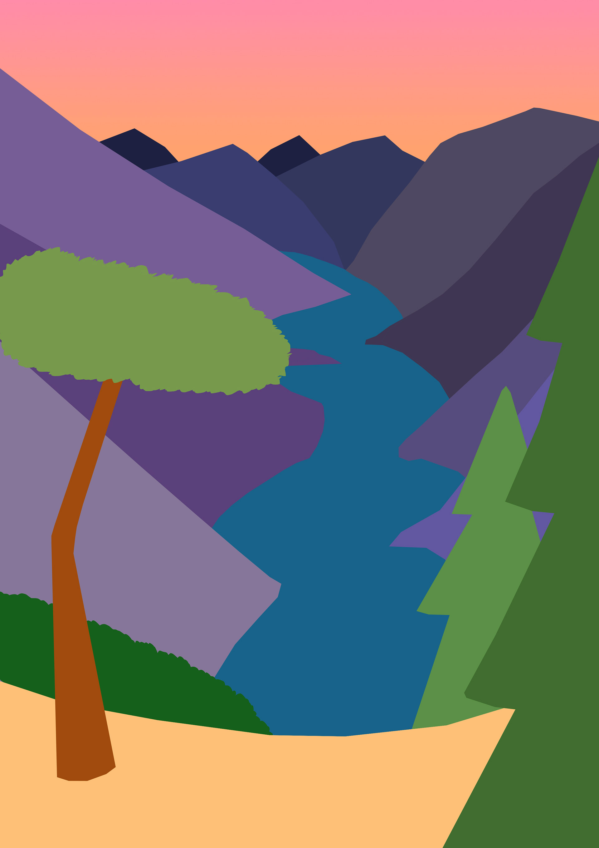 Fjord scene (flat colours)