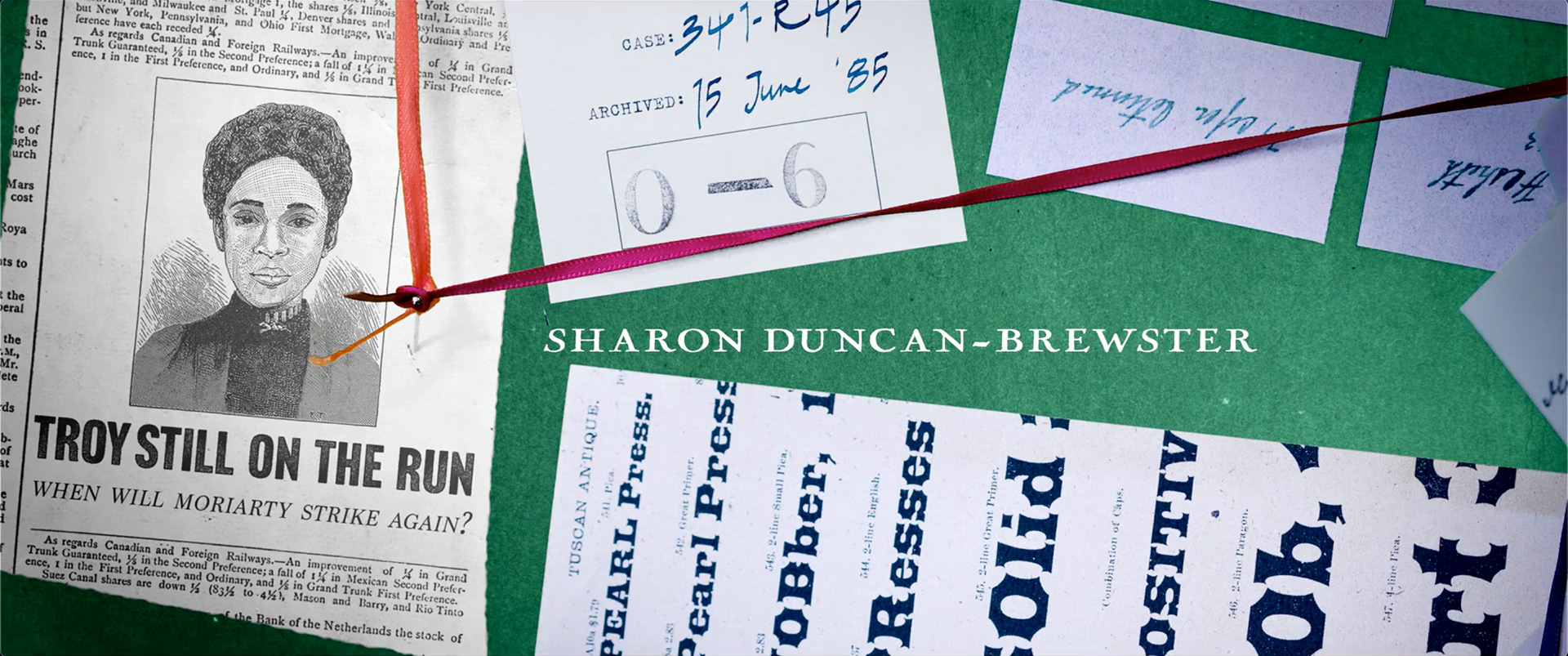 Illustration of  'Mira Troy' onto newspaper clipping