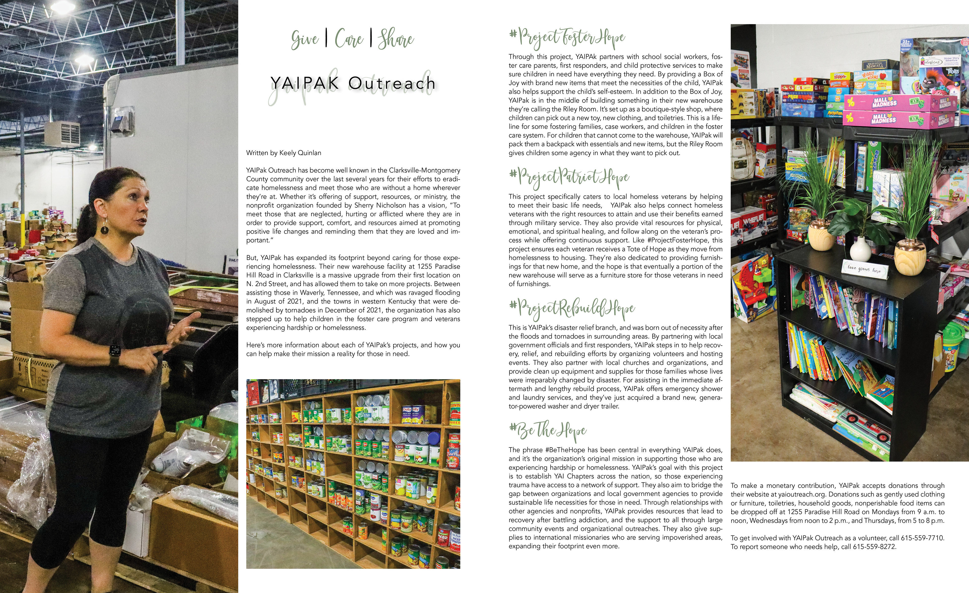 Give Care Share - 2 Page feature spread for July 2022 Issue (Not printed)