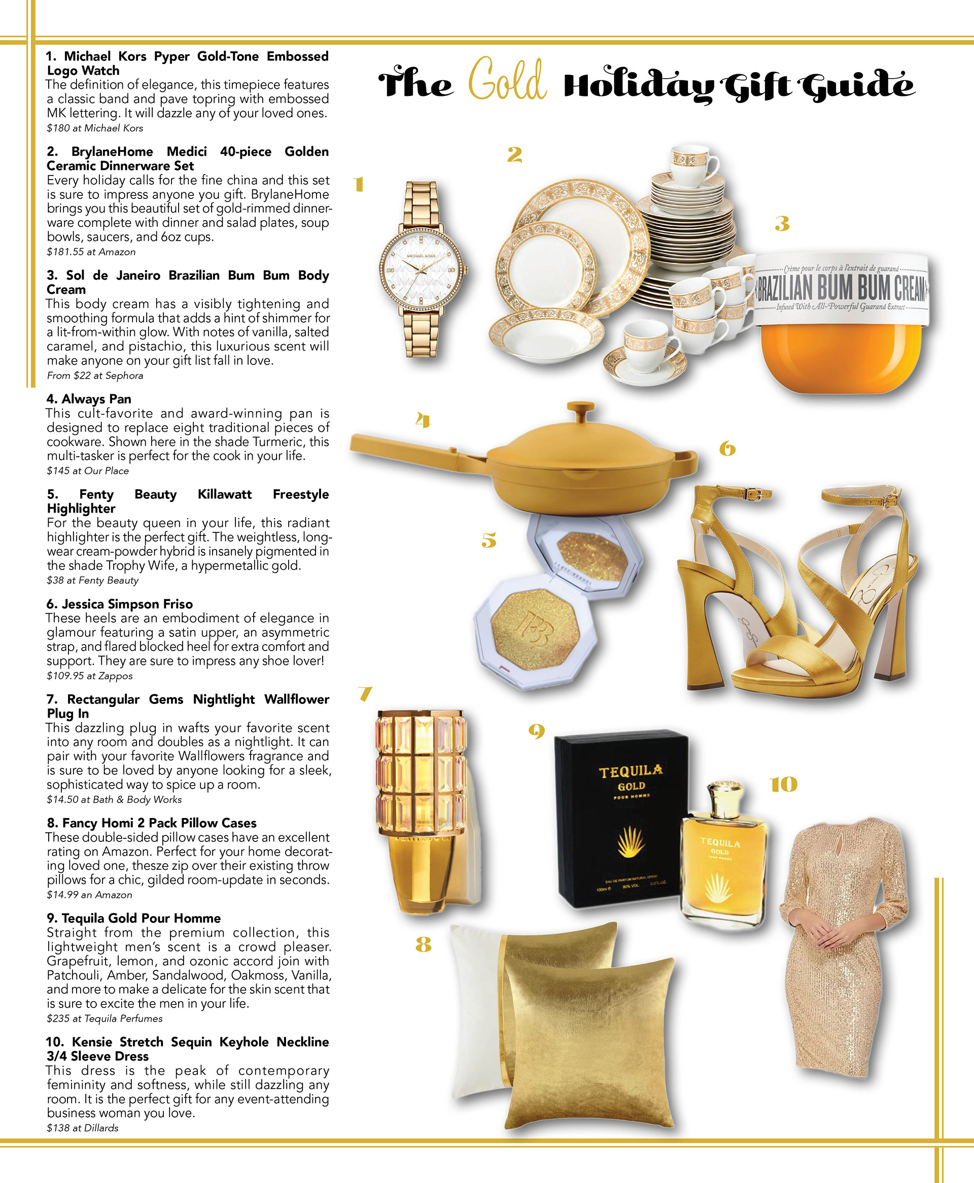 The Gold Holiday Gift Guide - 1 Page Feature for November 2022 Issue