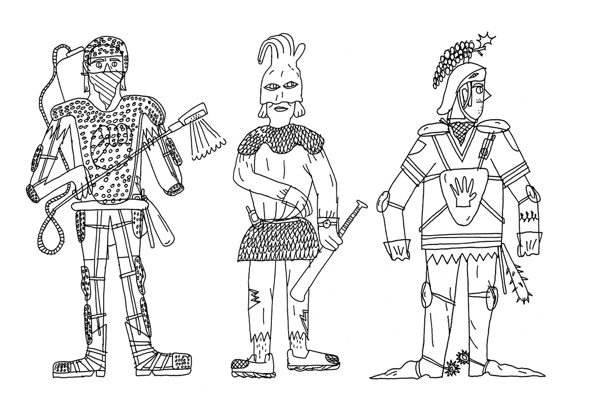 Some sketches for REFUGIUM uniforms