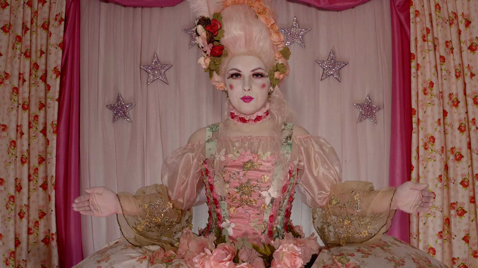 Cami Roebuck as Jazelle The Amazing Shadow Puppet Theatre Automaton (and the narrator) in S1E4 of The 12 Sacred Moons "April: The Pink Moon" written and directed by Cami Roebuck. April 2020.