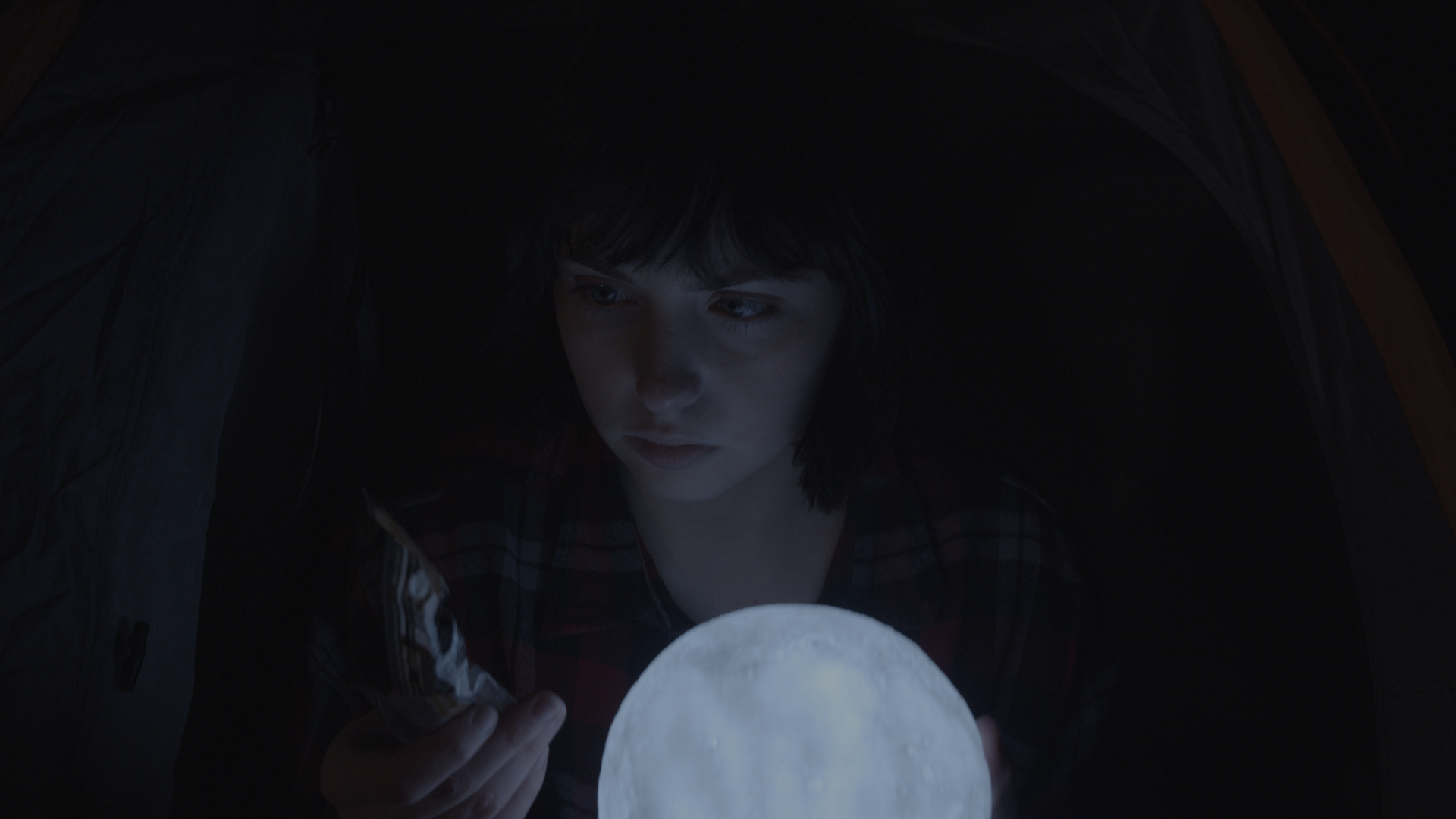 Cami Roebuck as The Girl (and narrator) in S1E2 of The 12 Sacred Moons "February: The Hunger Moon" written and directed by Cami Roebuck. February 2020