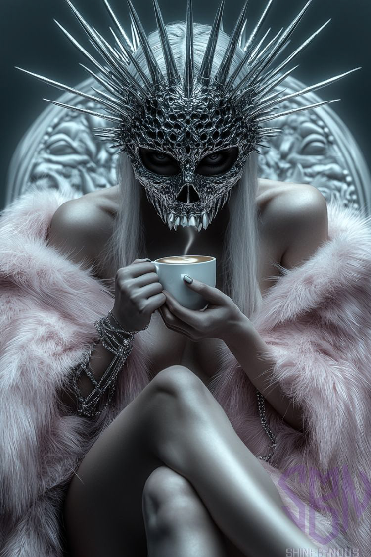 Masked woman made by Shine in Midjourney v 6.1