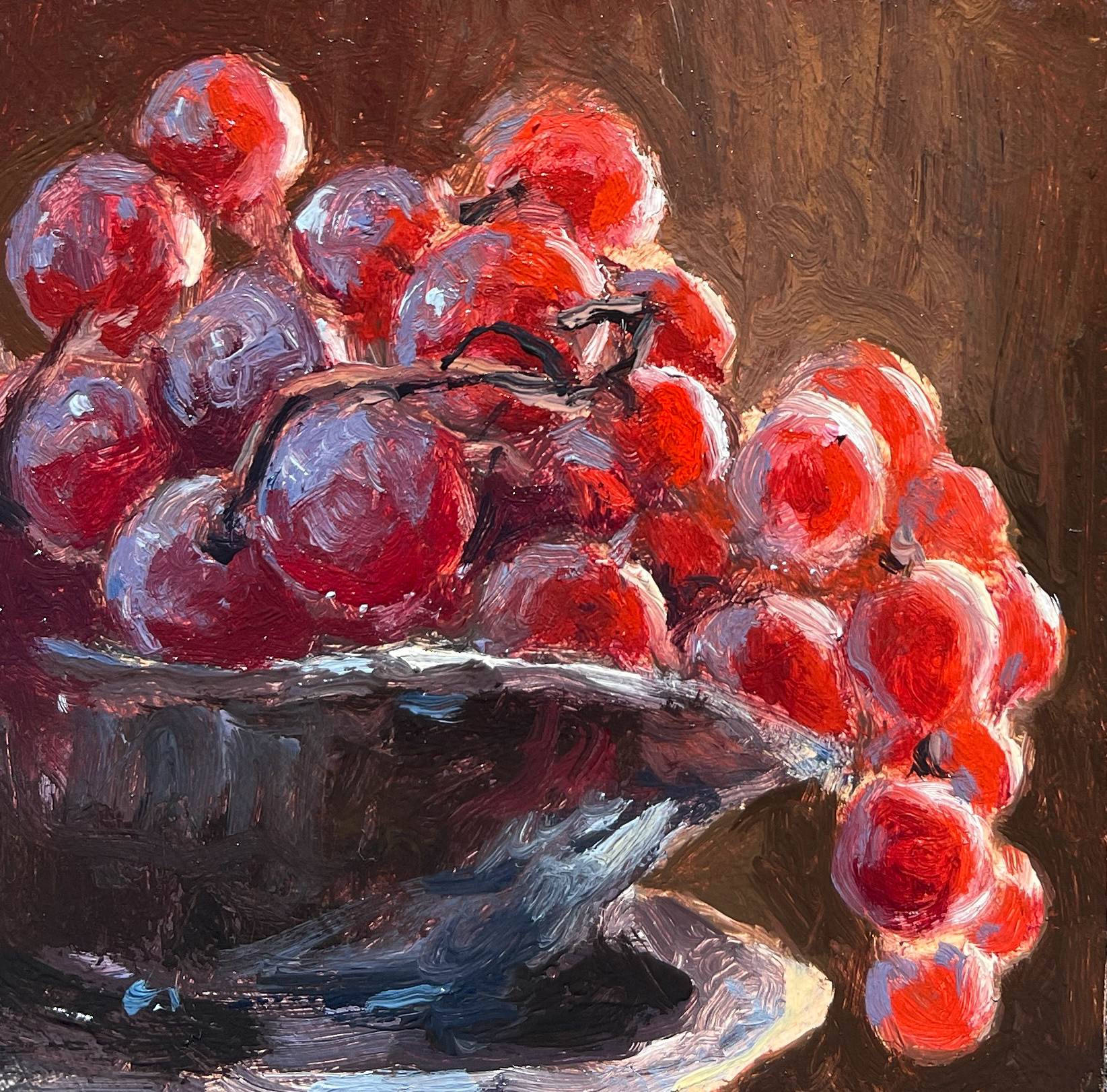 Grapes; 3x3" Oil on masonite