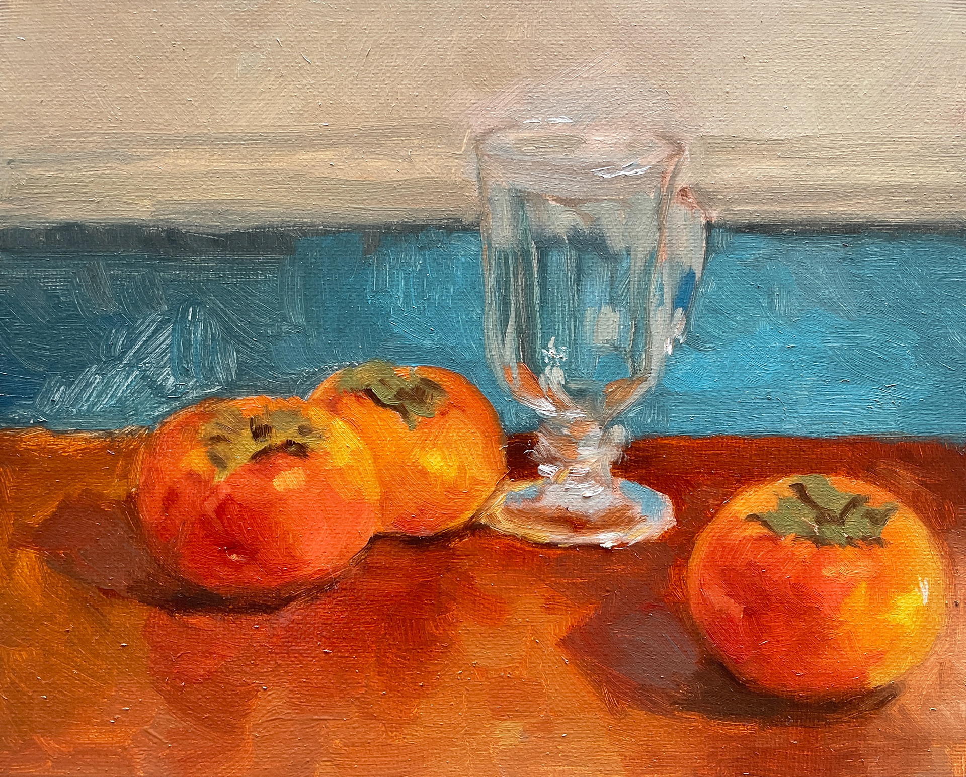 Persimmons; 8x10" Oil on canvas