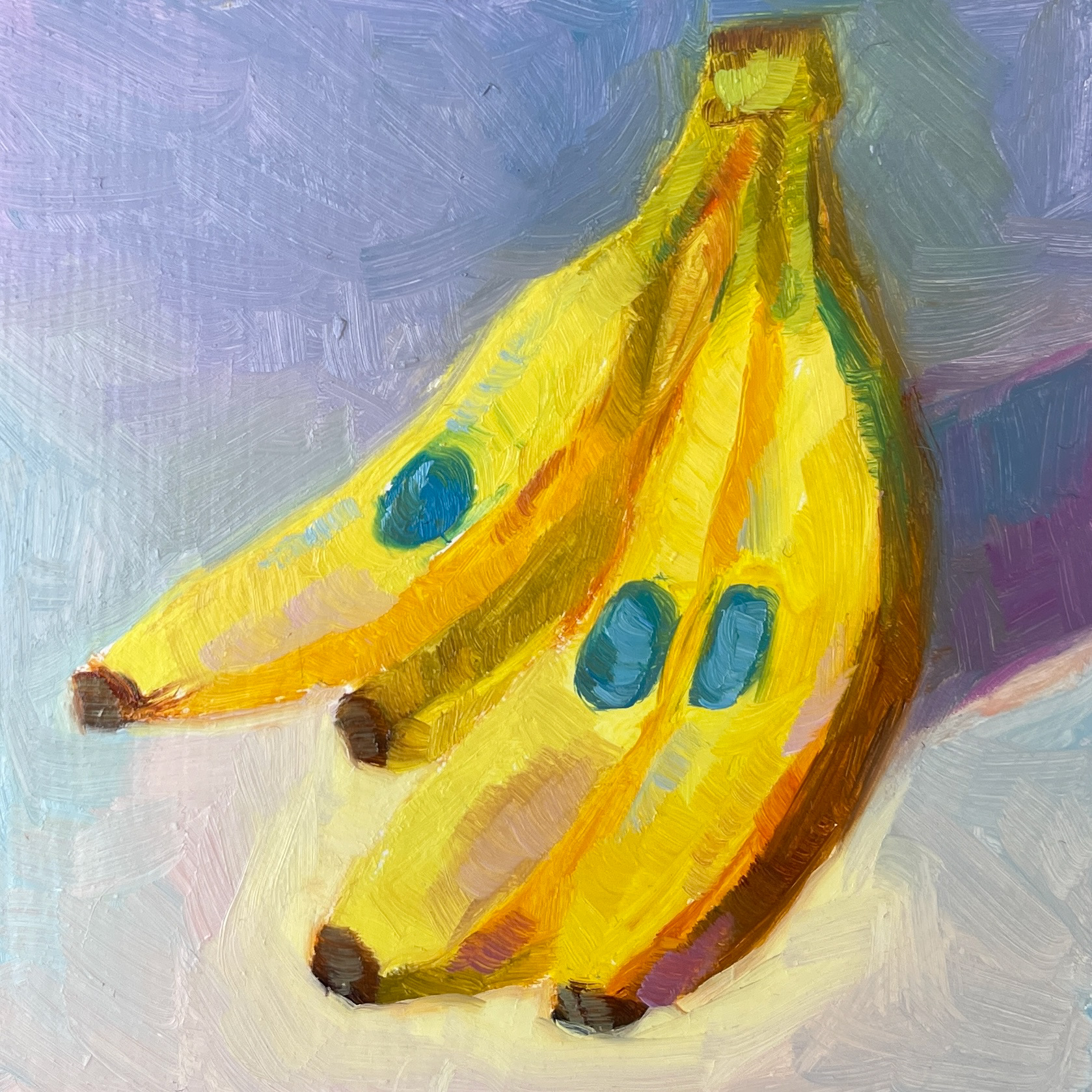 Bananas; Oil on masonite 3x3”